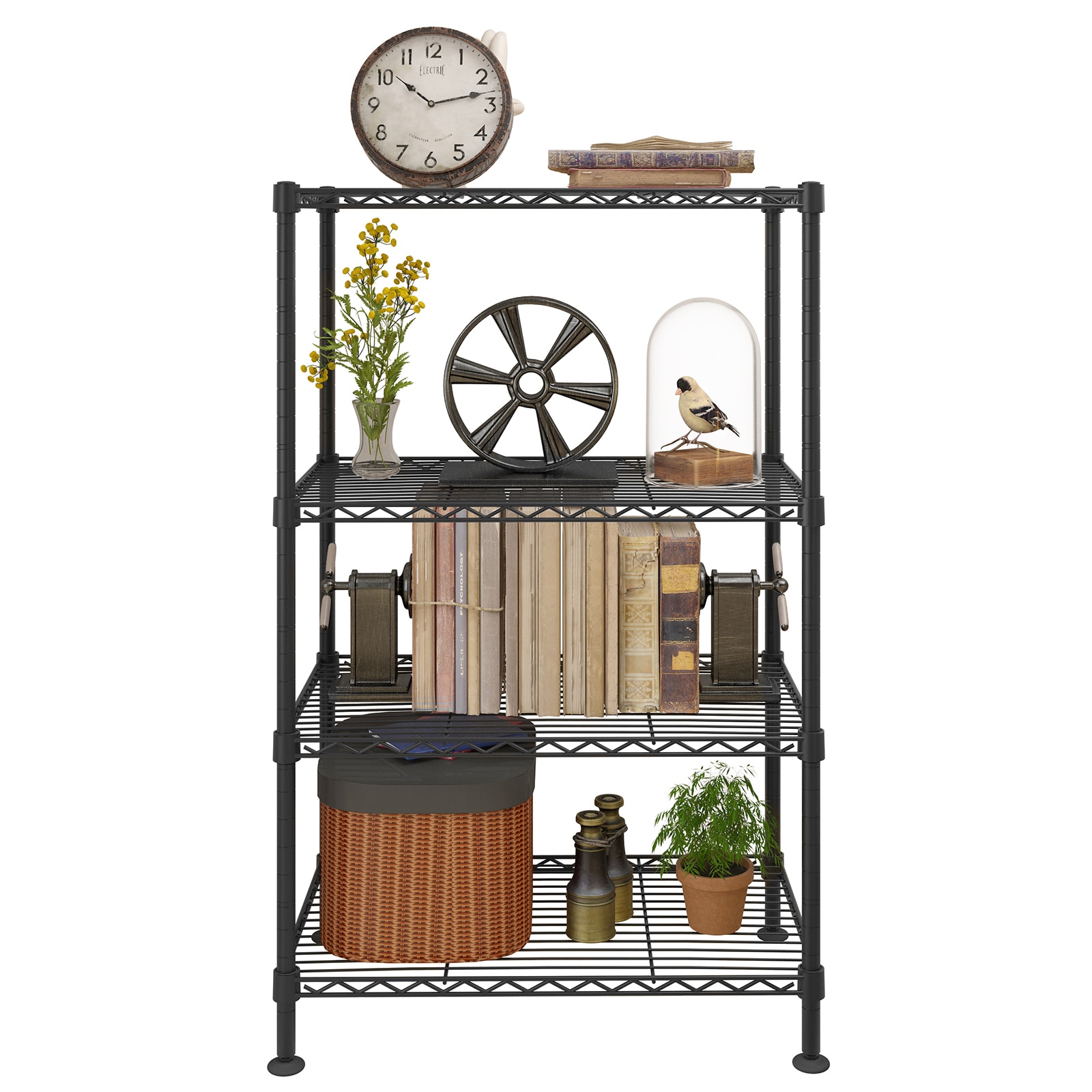 Winado 4-Tier Steel Freestanding Garage Storage Shelving Unit Black (19.69 in. W x 31.5 in. H x 11.81 in. D)