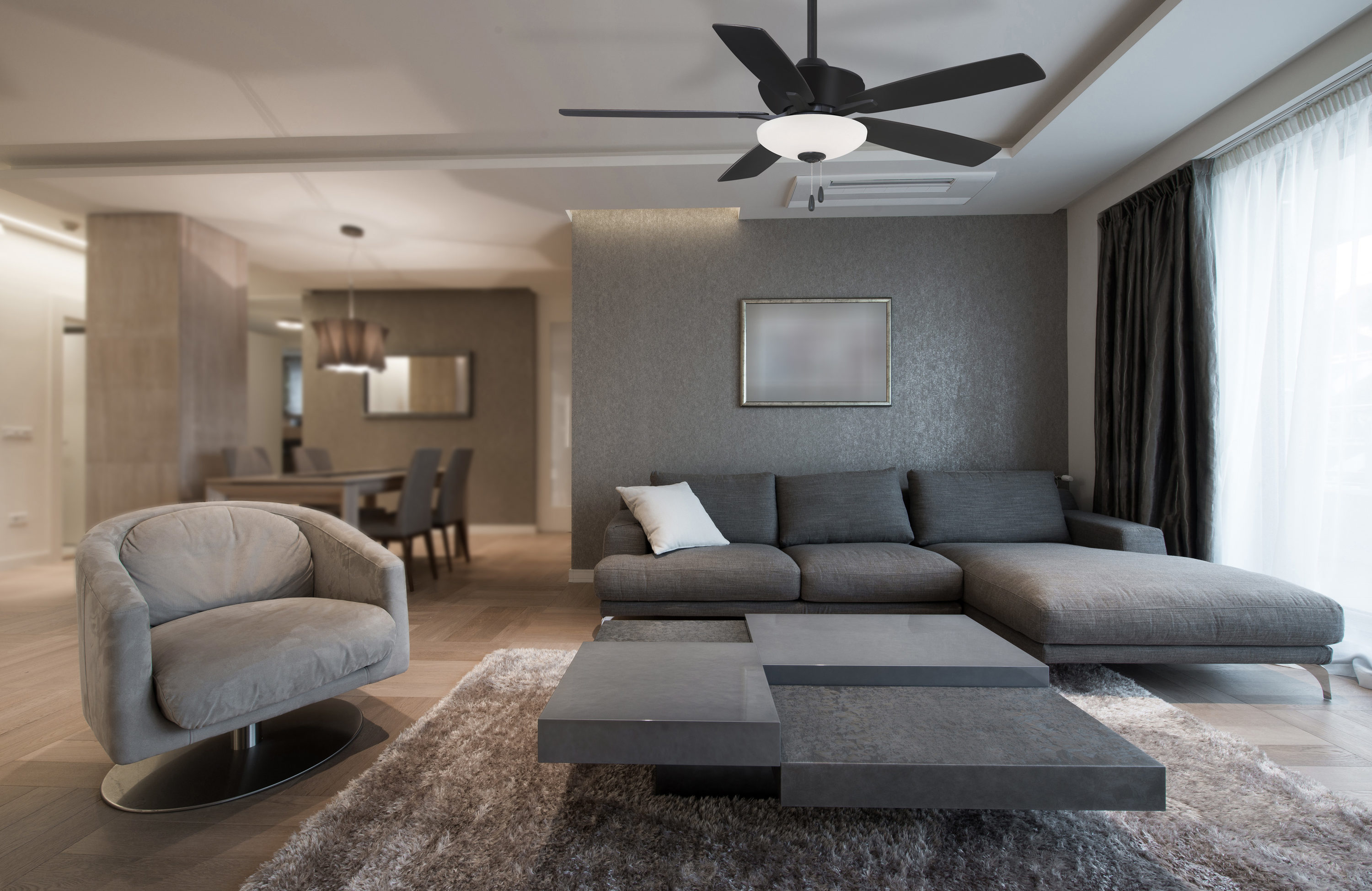 Minka Aire F553L-CL Minute 52-in Integrated LED Black with Black Blades Ceiling Fan With Light ( 5 -Blade )