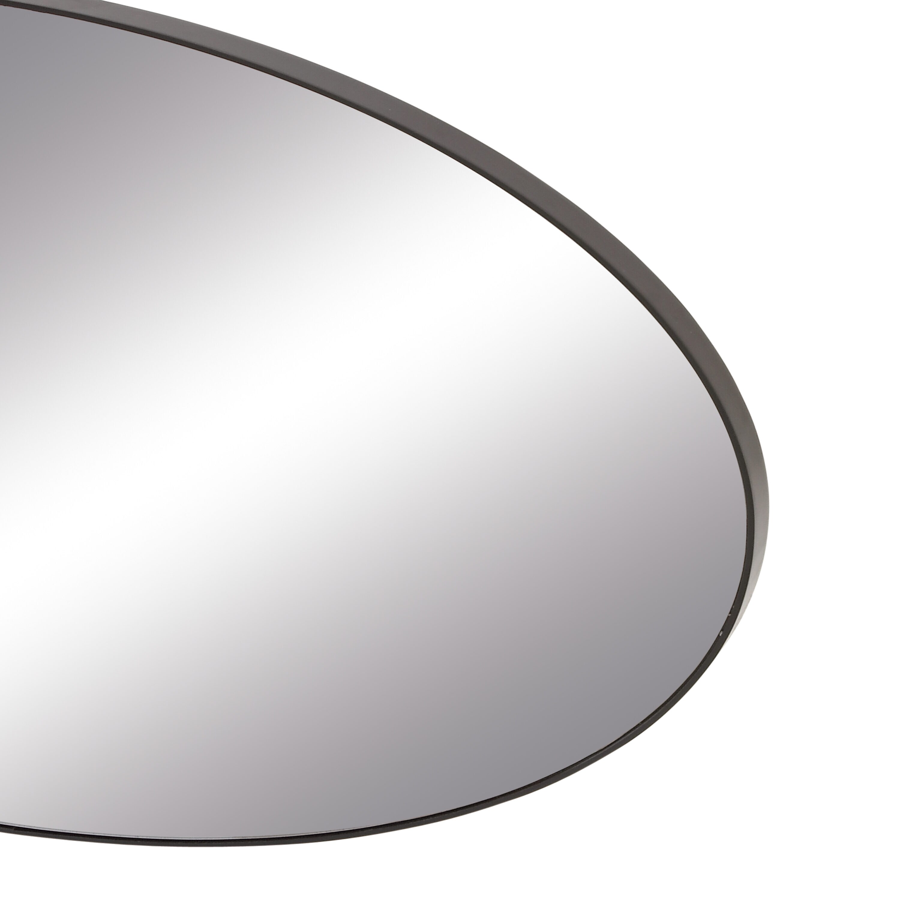 Modern Oval Black and Silver Wood Framed Dresser Mirror