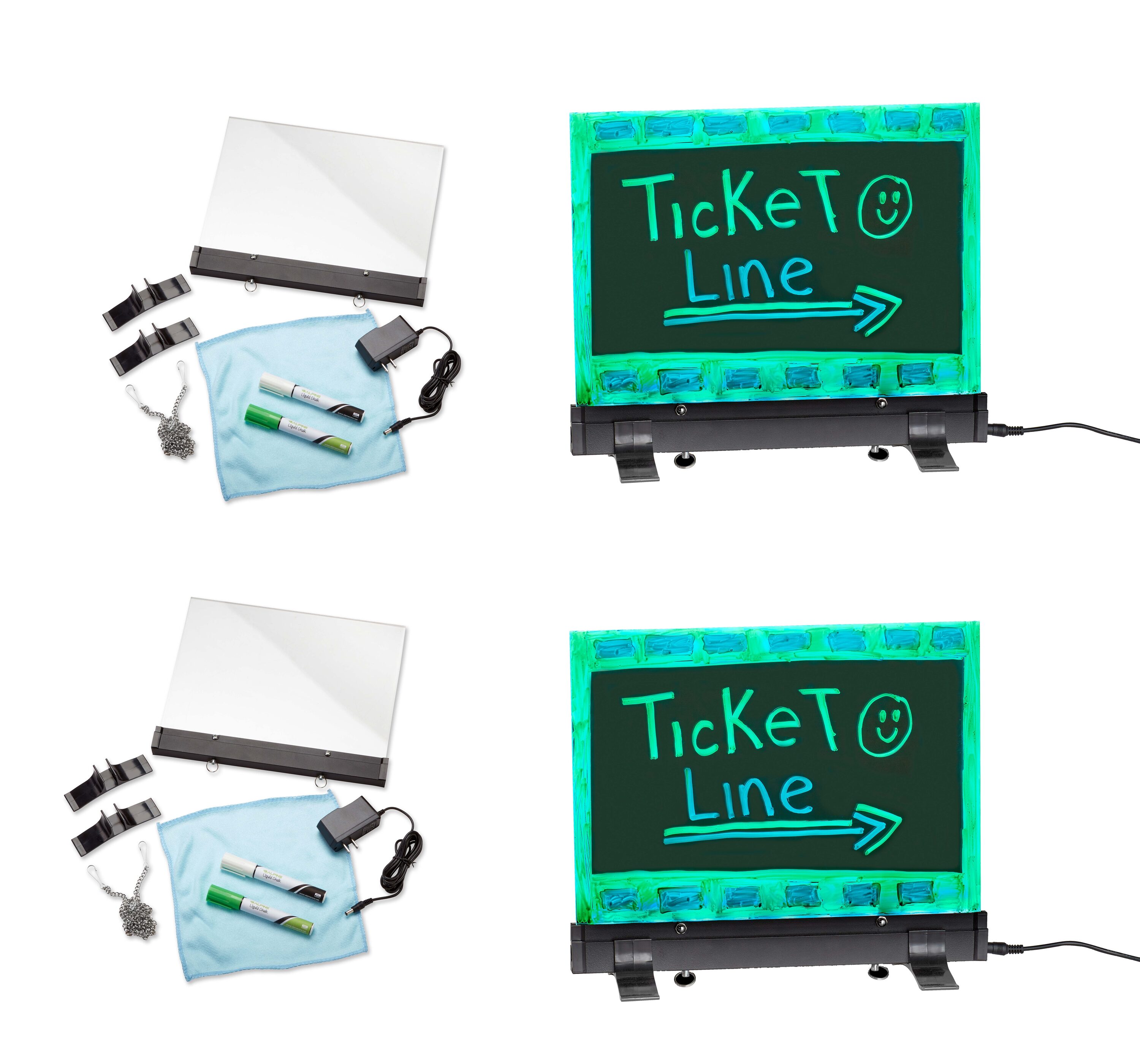 Alpine Industries 496-01-2PK 2-Pack Message Board Lighted Sign with Stand 11.8-in Multi-function LED Message Board Lighted Sign
