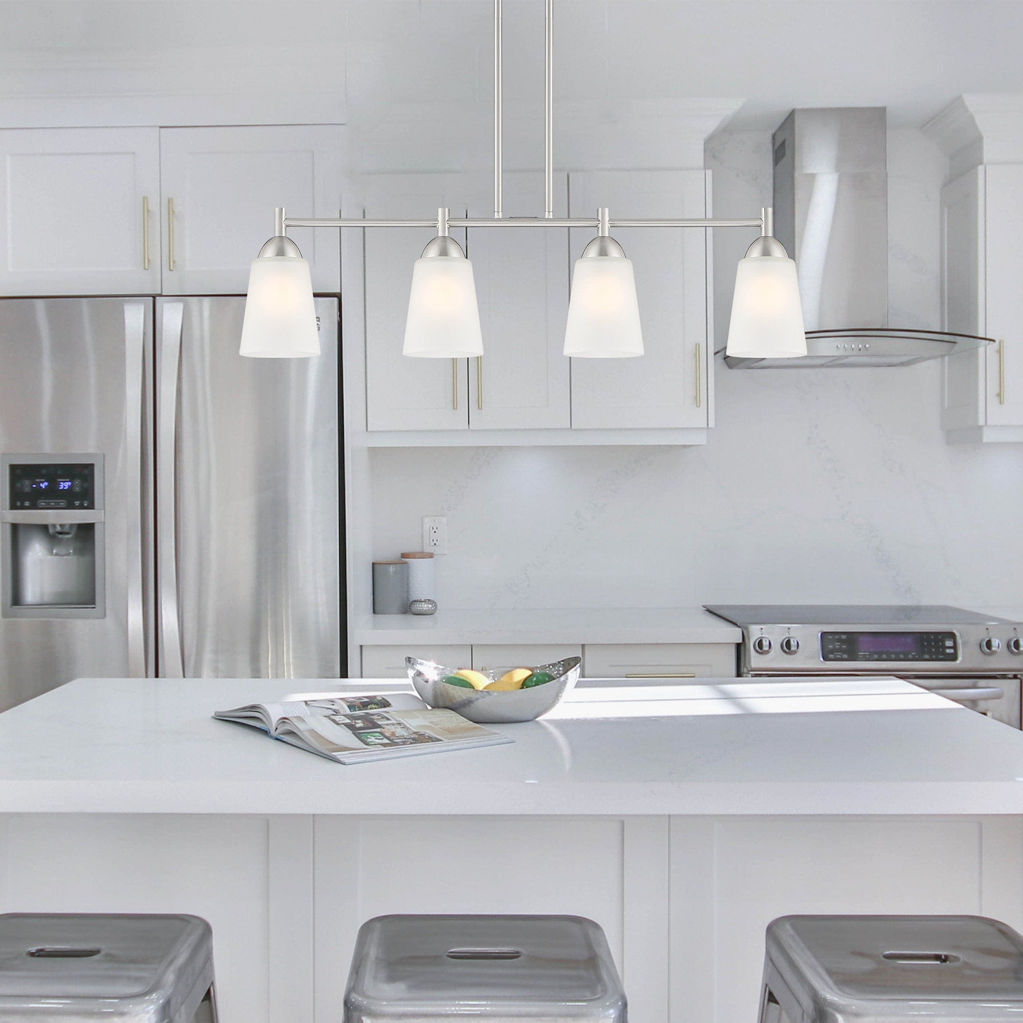 Malone Transitional Brushed Nickel 4-Light Island Pendant