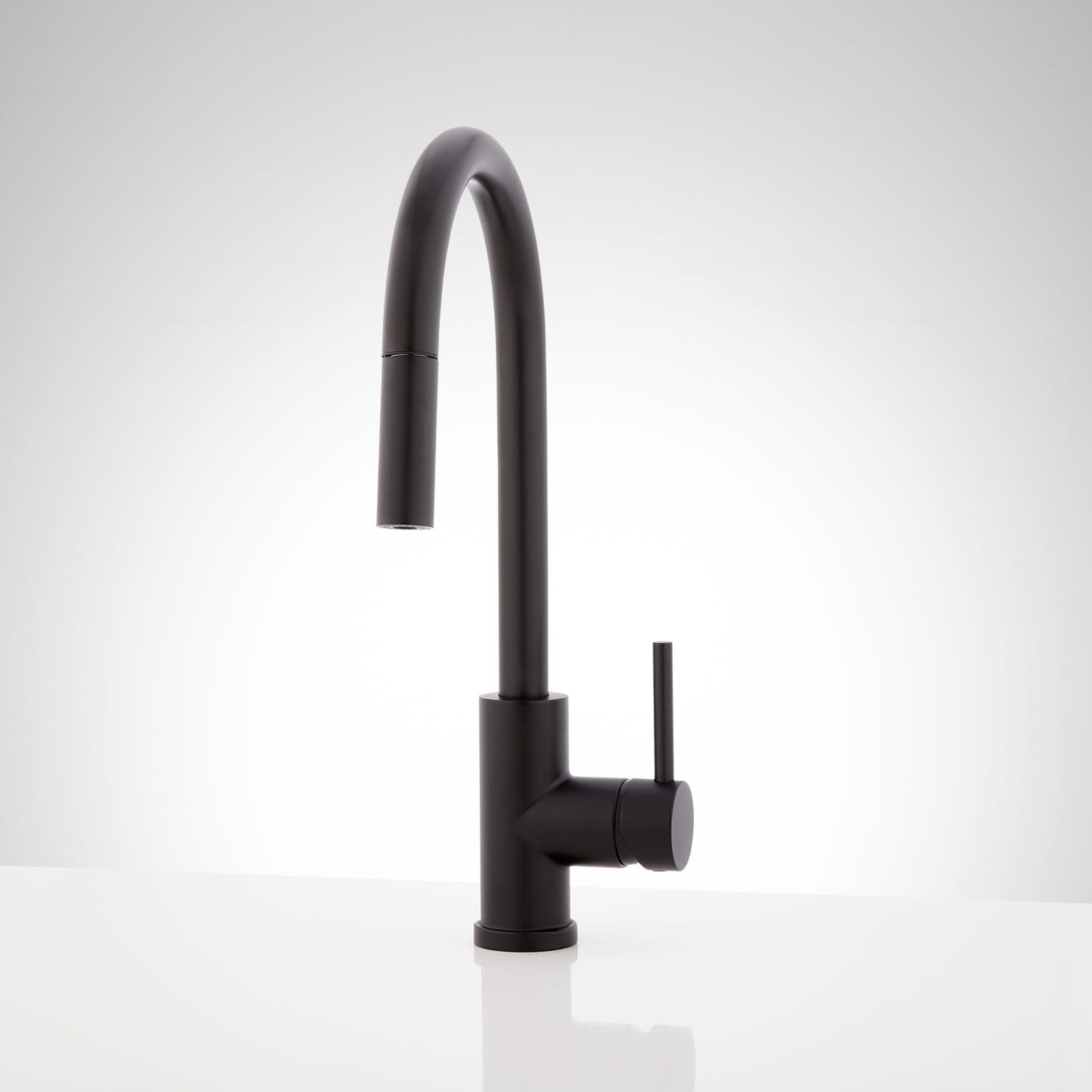 Signature Hardware 453878 Ravenel Matte Black Single Handle Deck-mount Handle Commercial/Residential Pull-down Kitchen Faucet with Sprayer
