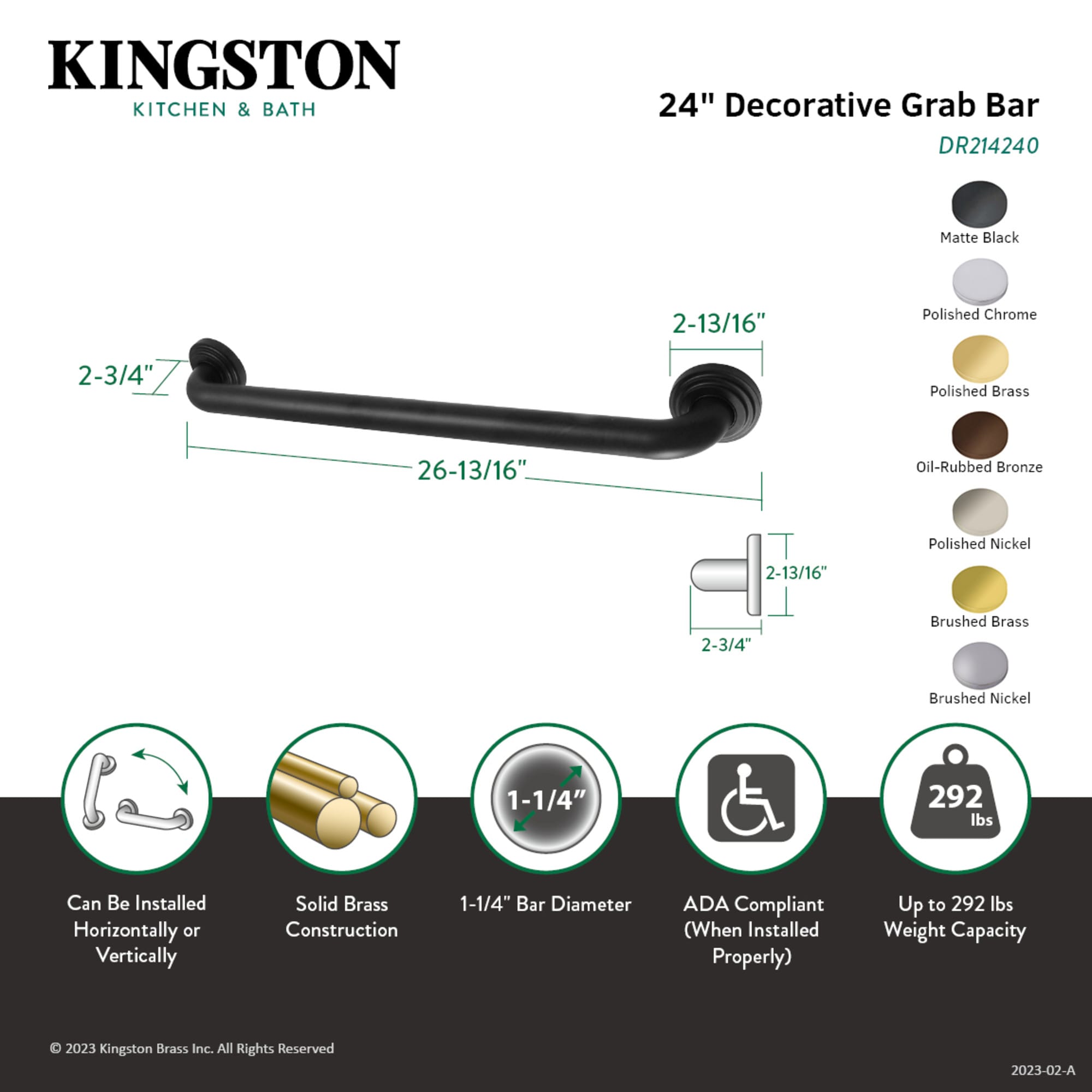 Kingston Brass WLDR214240 Grab-Bars - View #2