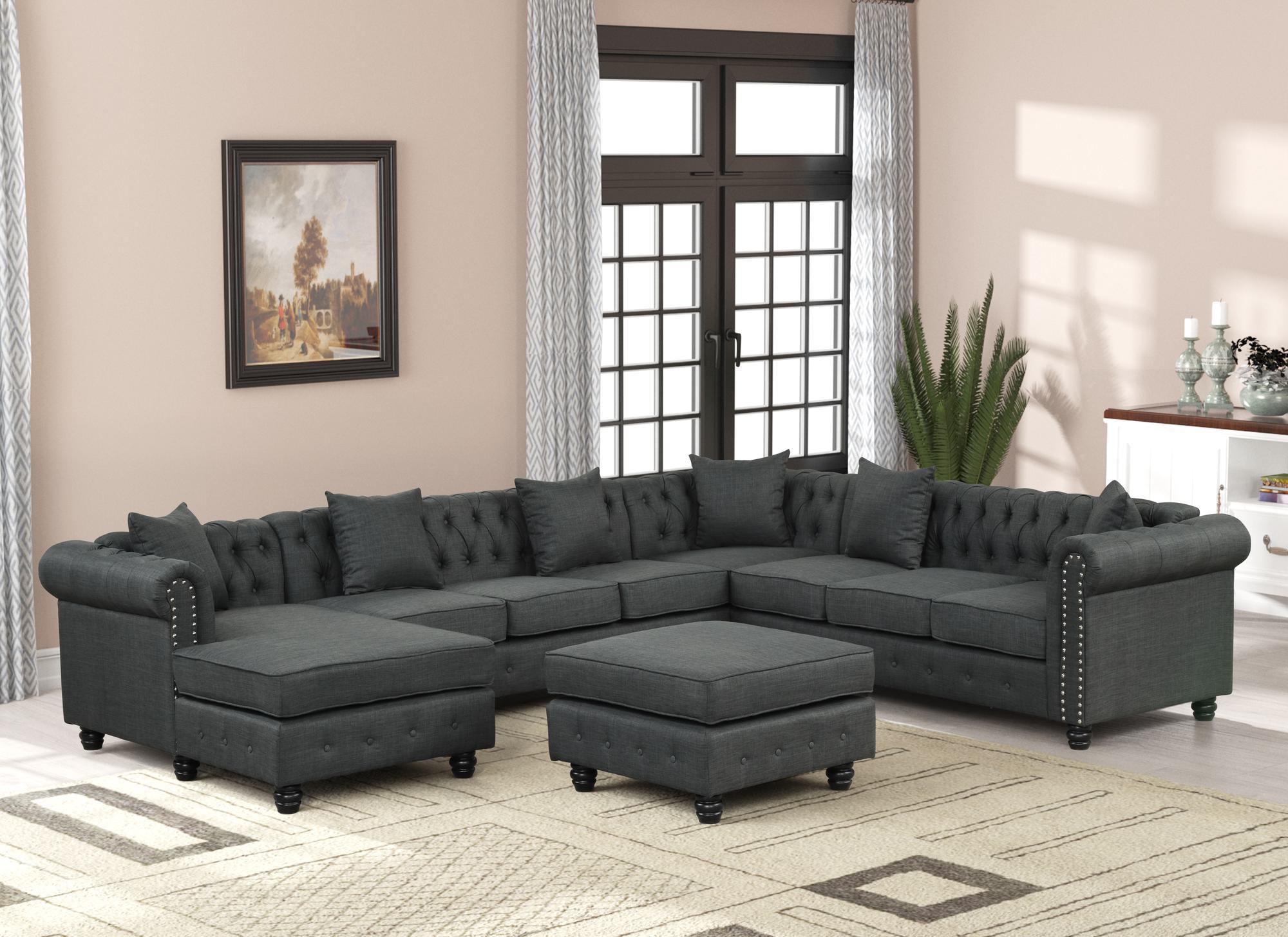 FARATI 8746-GREY 132-Inches Modern Gray Sectional