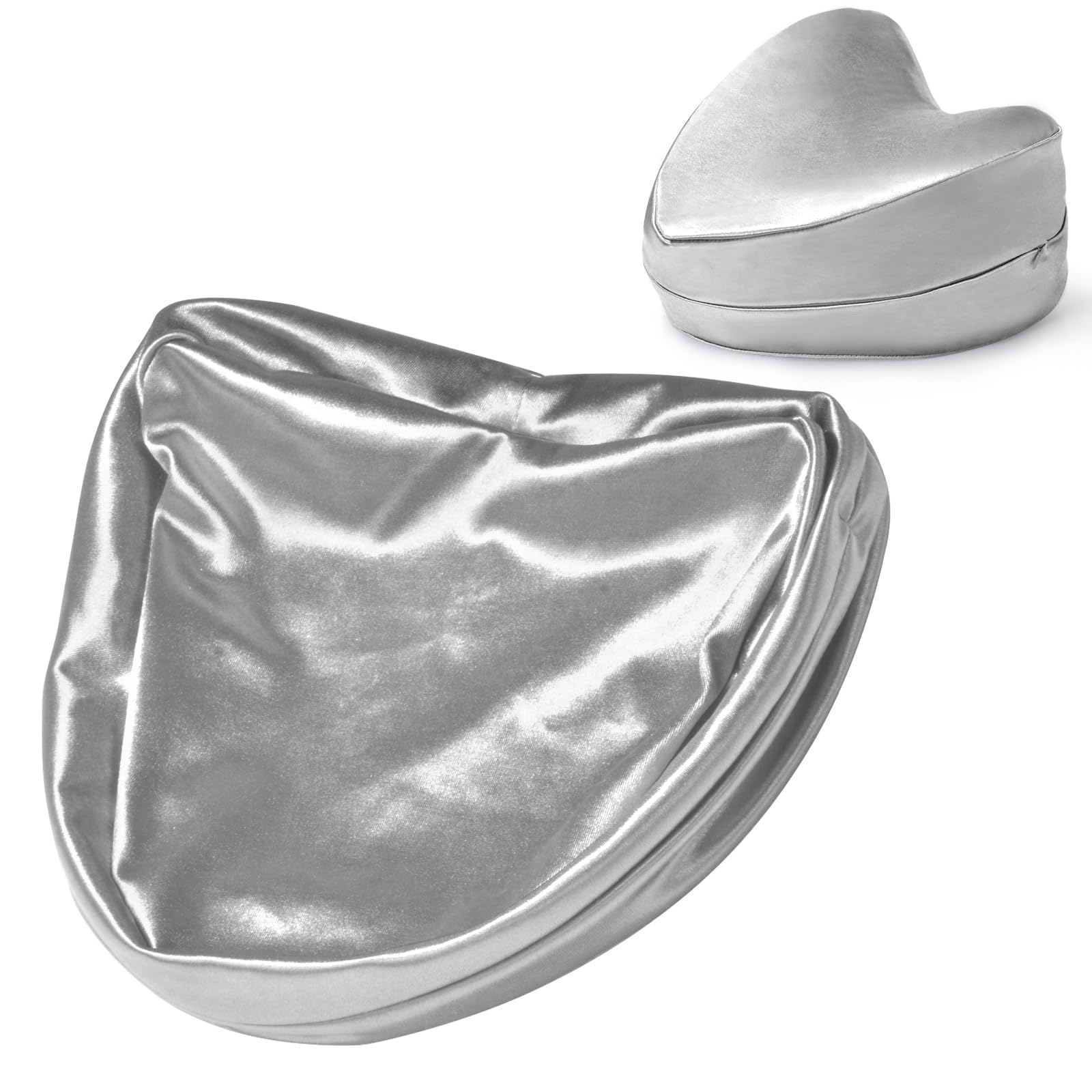 CYIKE  Knee Pillow Cover Replacement for Heart Shaped Knee Pillow Grey Size Nine Point Eight by Nine Point Eight by Five Point Nine Inches