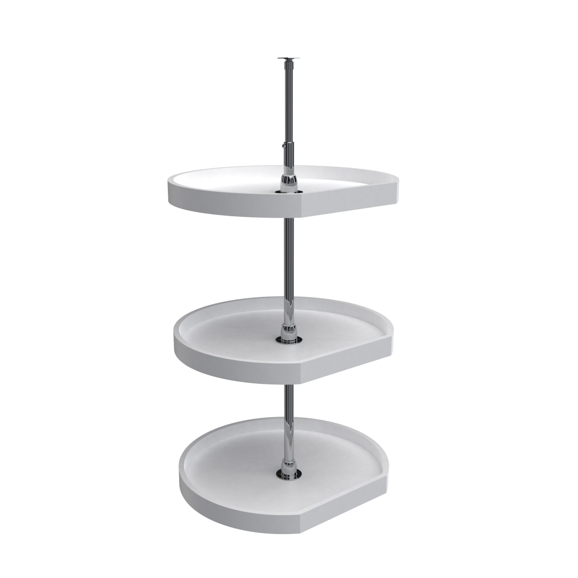 Rev-A-Shelf 6273-22-11-536 3 -Tier White Plastic Adjustable Height D-shape Cabinet Lazy Susan