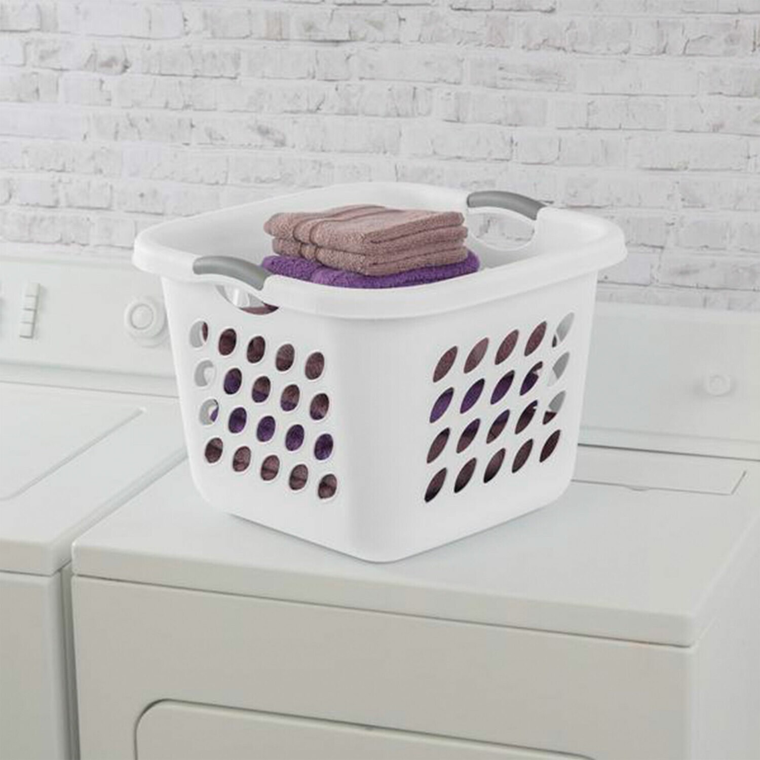 White Square Plastic Laundry Basket with Ventilation Holes