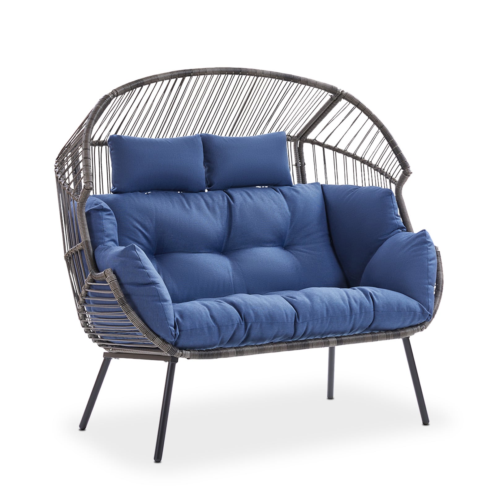 Rilyson FN82-1 Egg chair Blue Woven Hammock chair with Stand