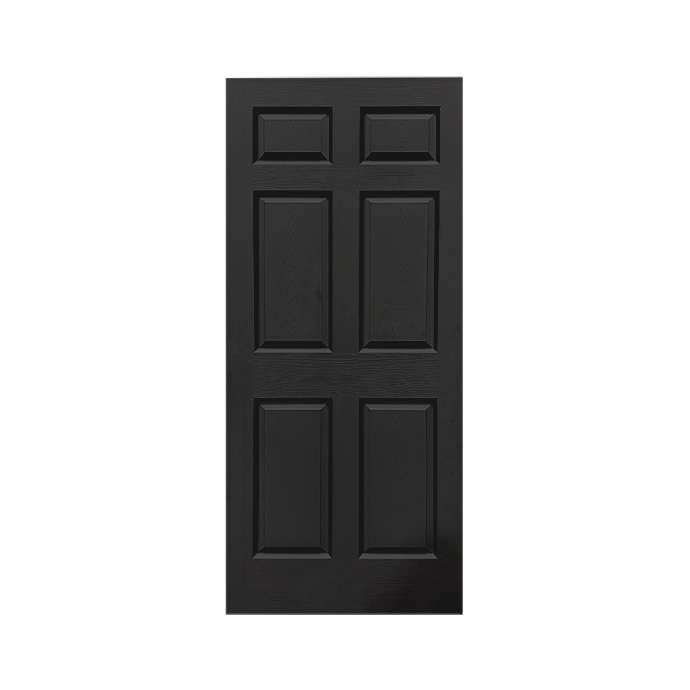 CALHOME PK-6PANEL-30D 30-in x 80-in Black Stained MDF Hollow core Single Barn Door (Hardware Not Included)
