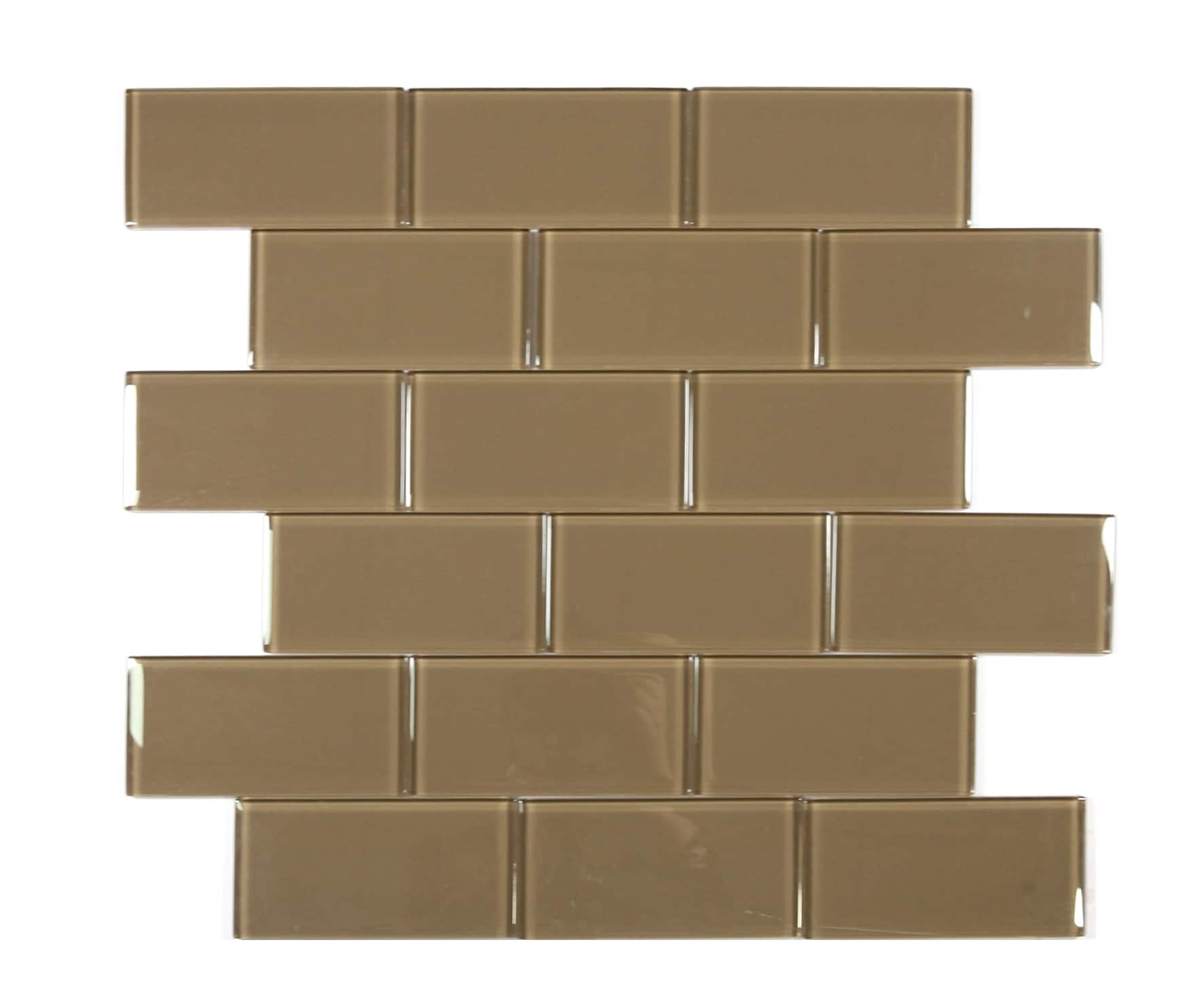 Metro Brown Glossy Glass Subway Wall Tile 3" x 6"