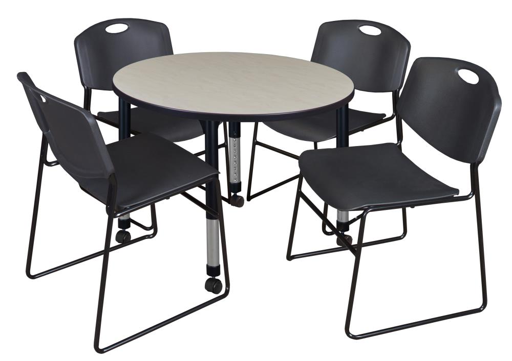 Regency TB42RNDPLAPCBK44BK Classroom Tables Off-White 4-Person Training Table (42-in W x 34-in H)