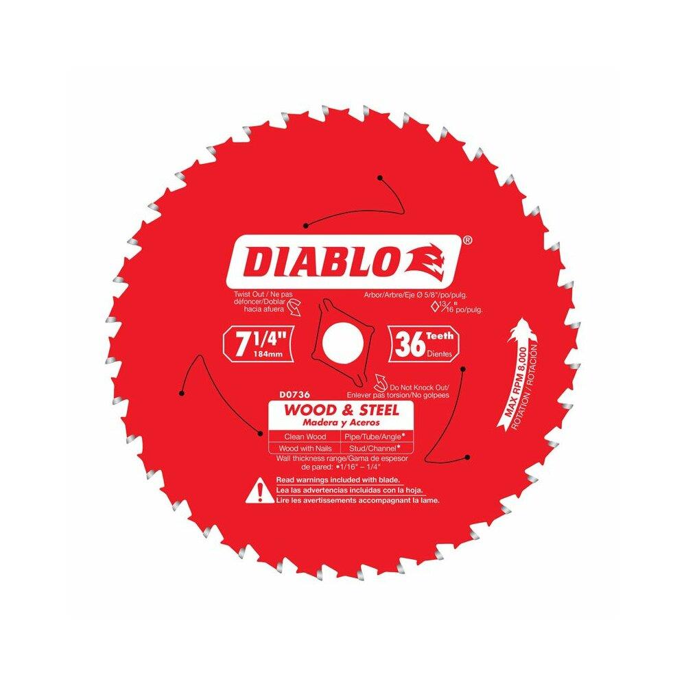 Diablo ACHR138112  2829653 7.25 in. Dia. x 0.63 in. TiCo Hi-Density Carbide Circular Saw Blade- 36 Teeth