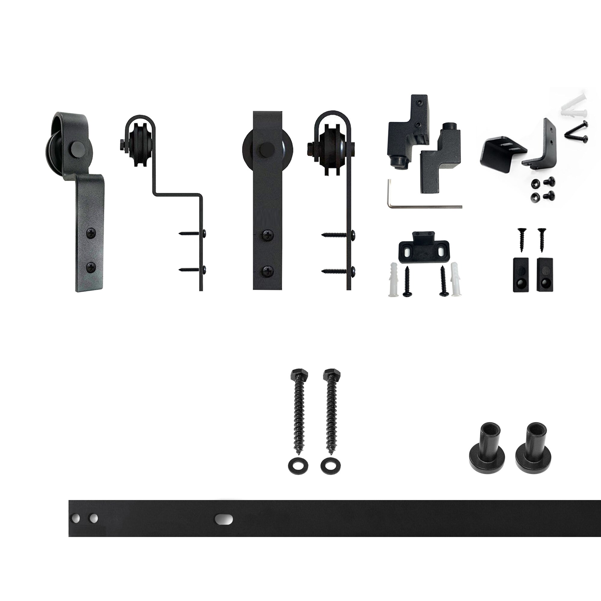 HOMACER YT5TGH024M 24-in Rustic black Black Indoor J-strap Double bypass Barn door hardware kit