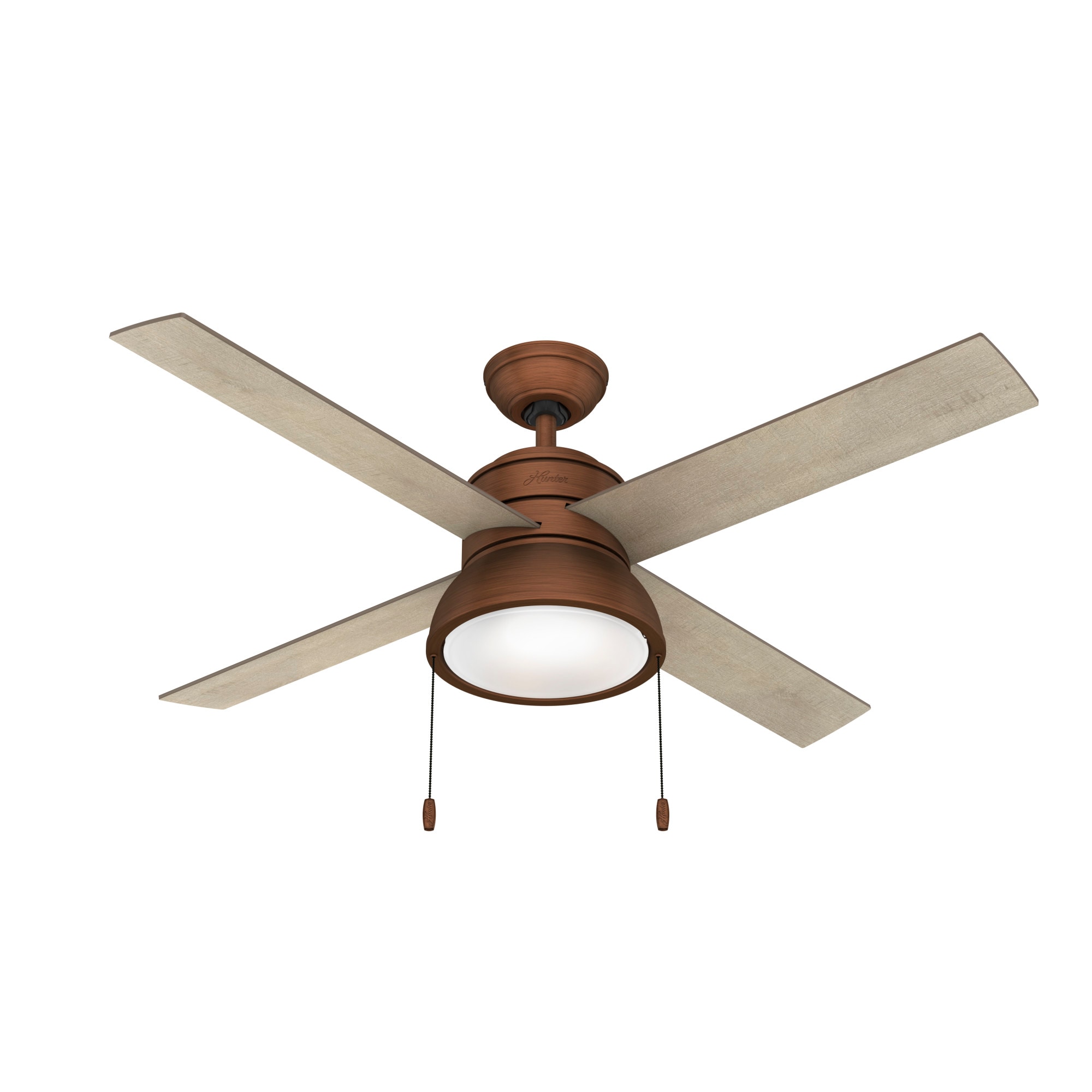 Hunter 51036 Loki 52-in Weathered Copper with Barnwood Blades Ceiling Fan With Light ( 4 -Blade )