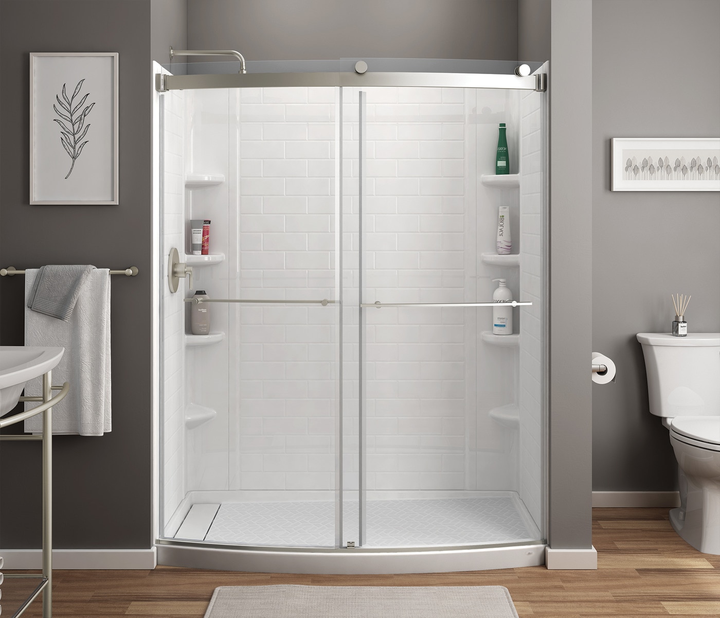 Elevate 60x30-inch Curved Shower Base with Right-hand Outlet