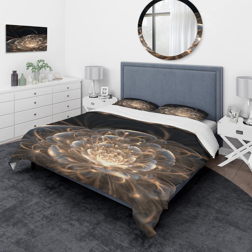 Designart BED6755-Q 3 -Piece Gold Queen Duvet cover Set