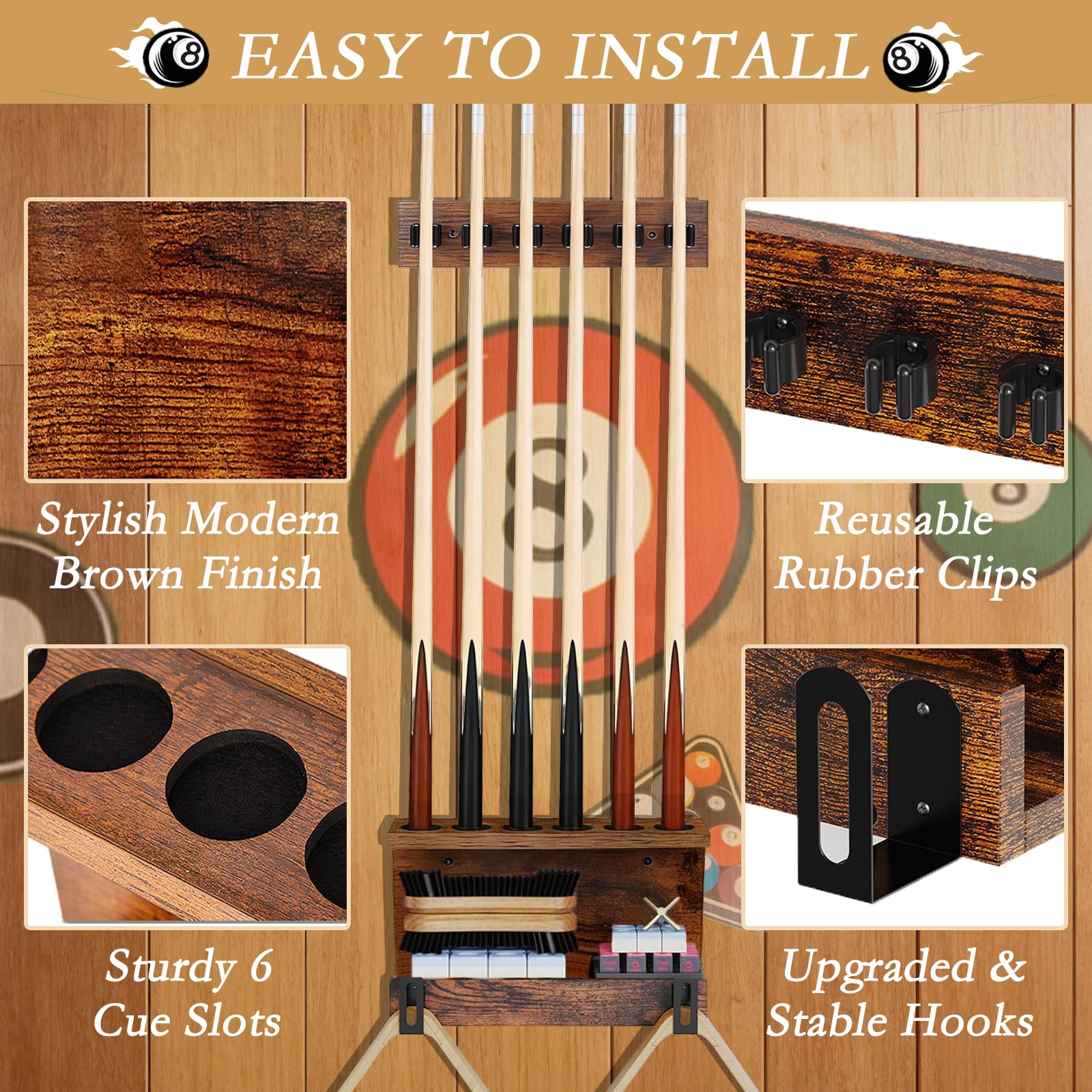 SenQWFa LDC0818C749 Pool-Cue-Racks - View #5