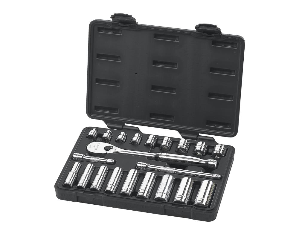 GEARWRENCH 80557 3/8-in Drive Standard (SAE) Shallow/Deep Socket Set (21-Pieces)