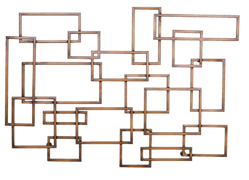  2513 39.75-Inches W x 27.75-Inches H Metal Geometric Industrial Wall sculpture