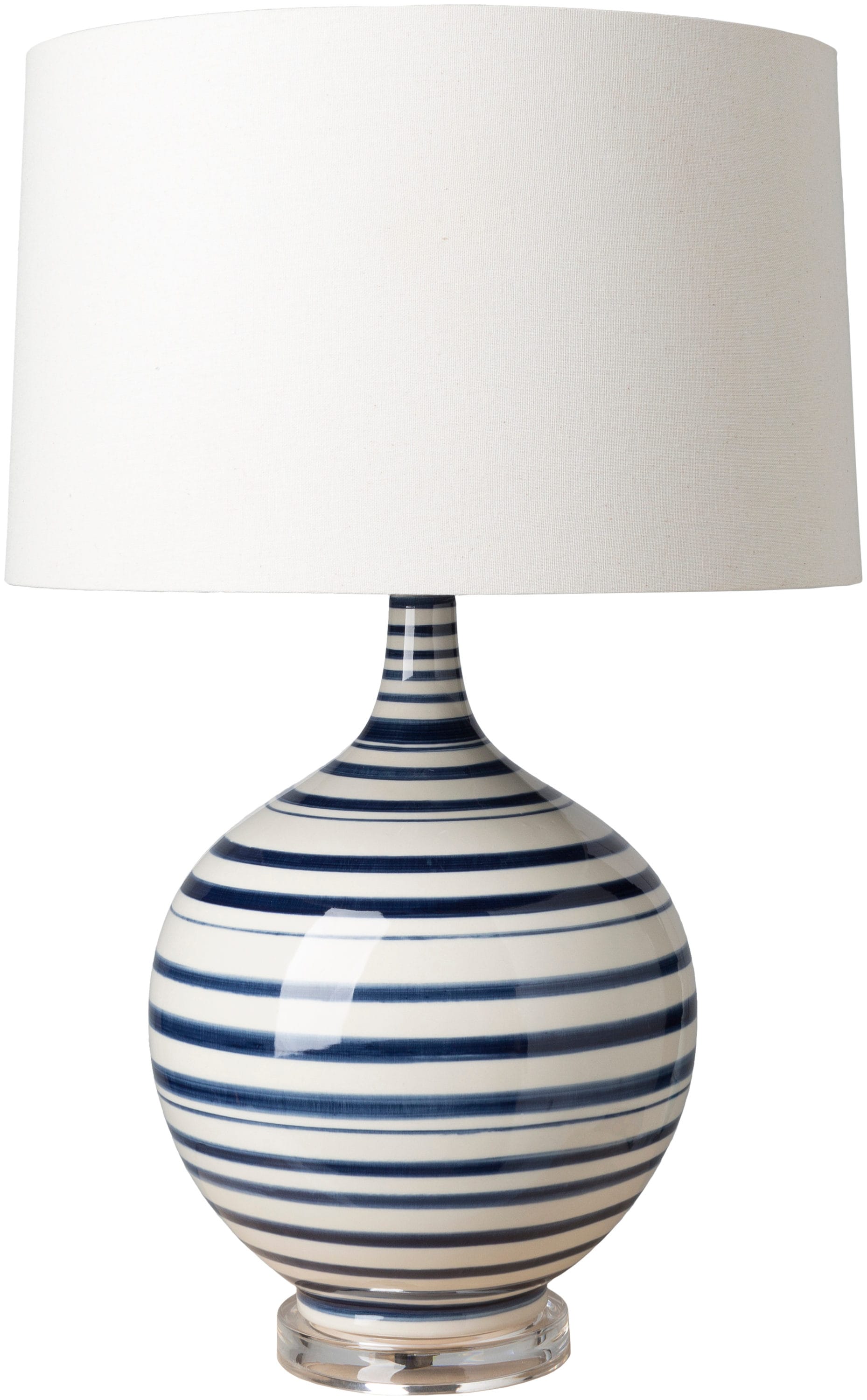 Surya TIL-101 Tideline 25.5-in Navy/Cream 3-way Table Lamp with Linen Shade