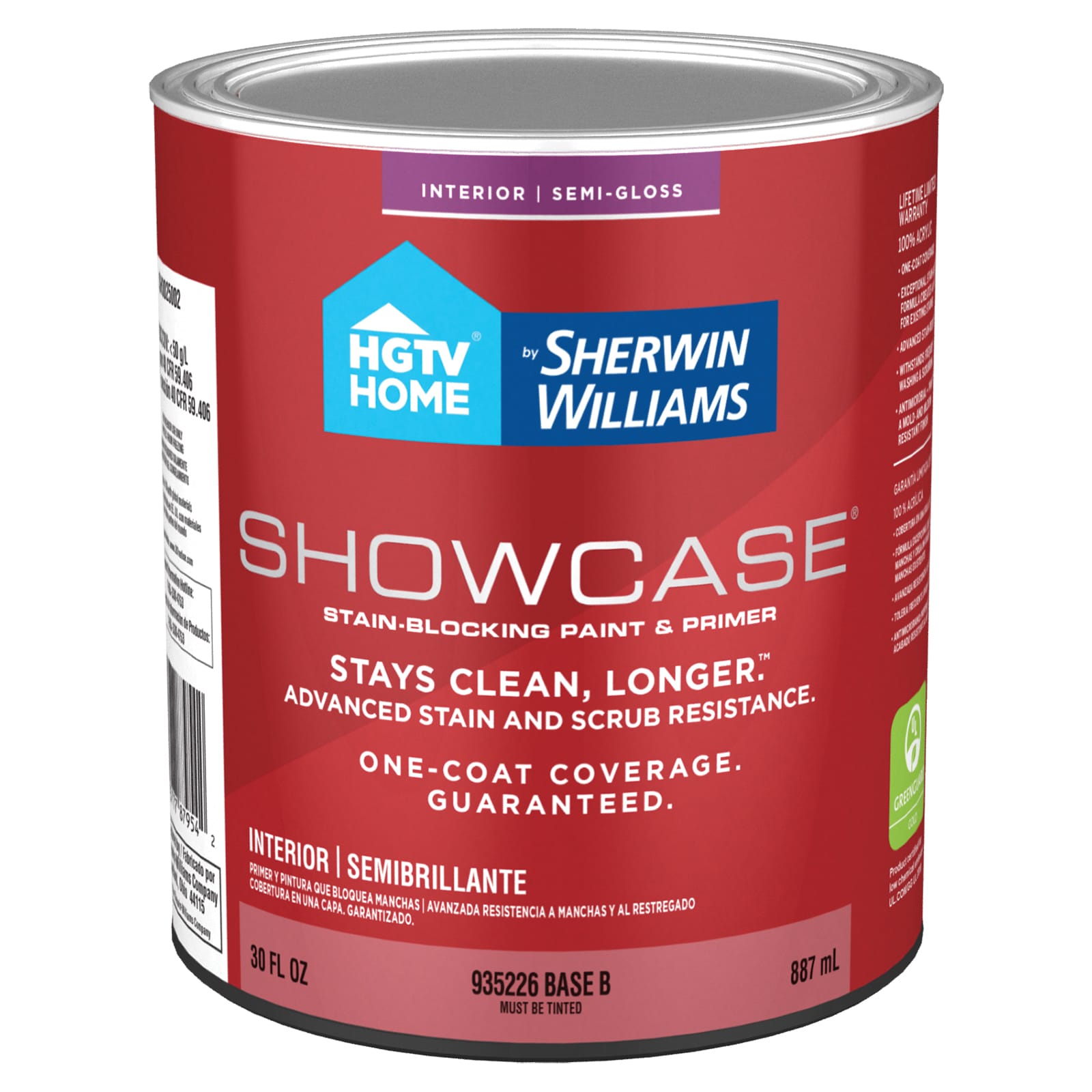 HGTV HOME by Sherwin-Williams SH3025002-14 Semi-gloss Base B Tintable Acrylic Interior Paint Paint + Primer ( 1-quart )