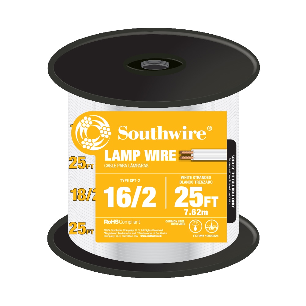 Southwire 25-ft 18 / 2 White Stranded Lamp Cord #49909525