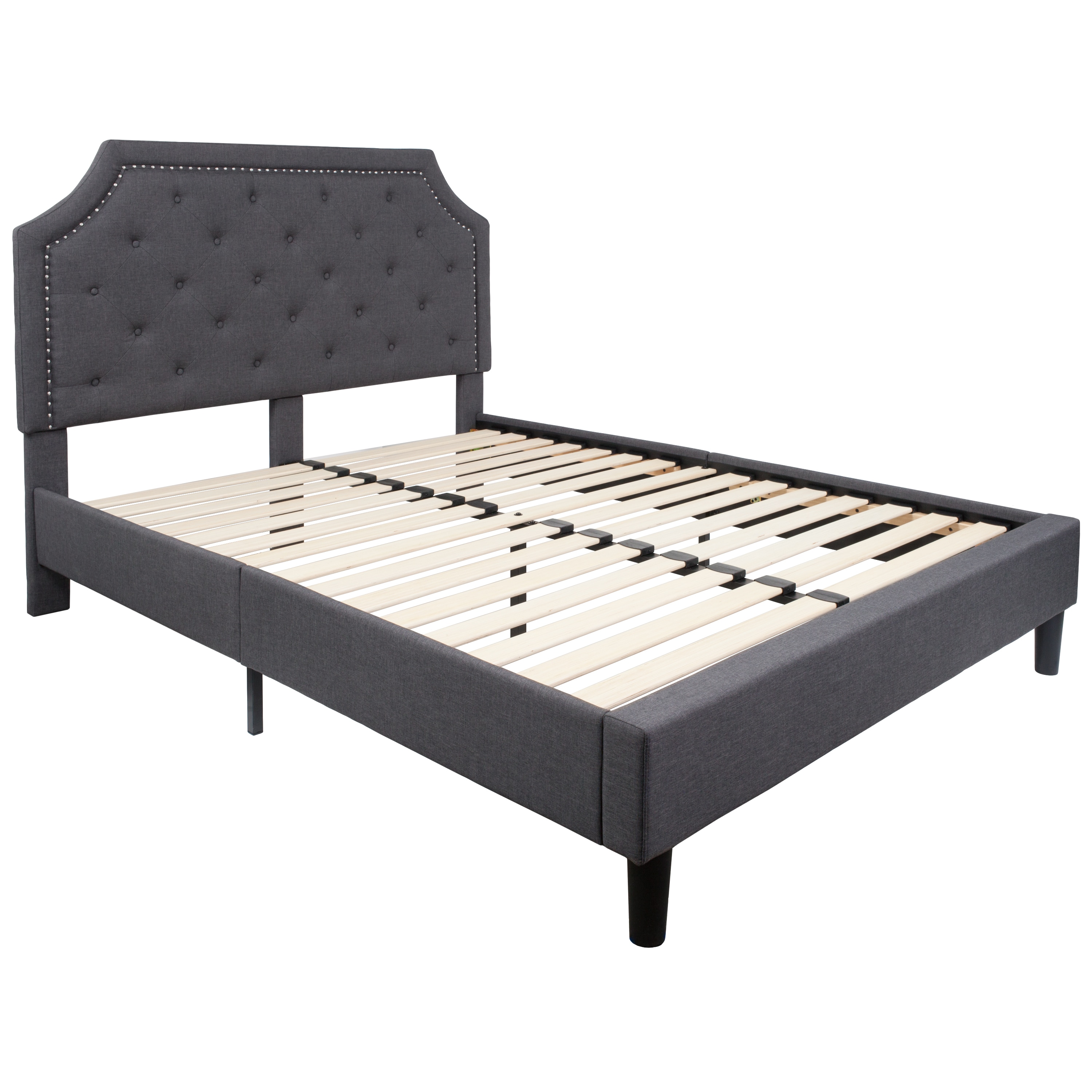 Flash Furniture Brighton Dark Gray Queen Upholstered Platform Bed in ...