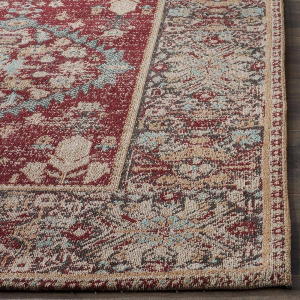 Classic Red and Multi 8' x 10' Wool and Viscose Area Rug