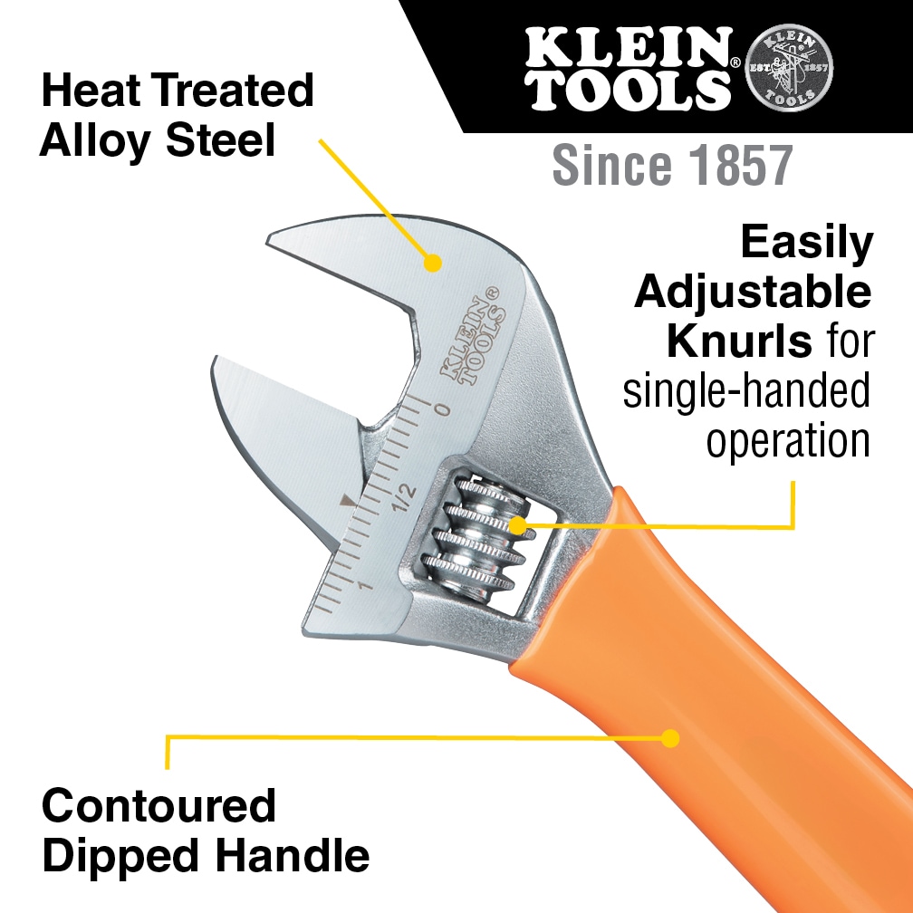 Klein Tools Extra Capacity 8-in Adjustable Wrench O5078 at