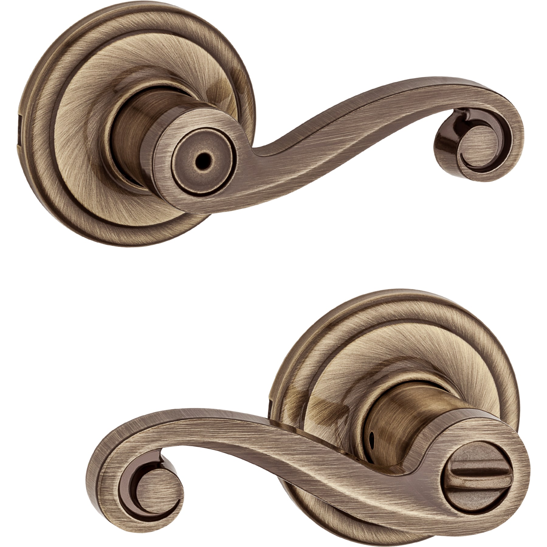 Kwikset Signatures Lido Antique Brass Universal Privacy Door Handle in the  Door Handles department at