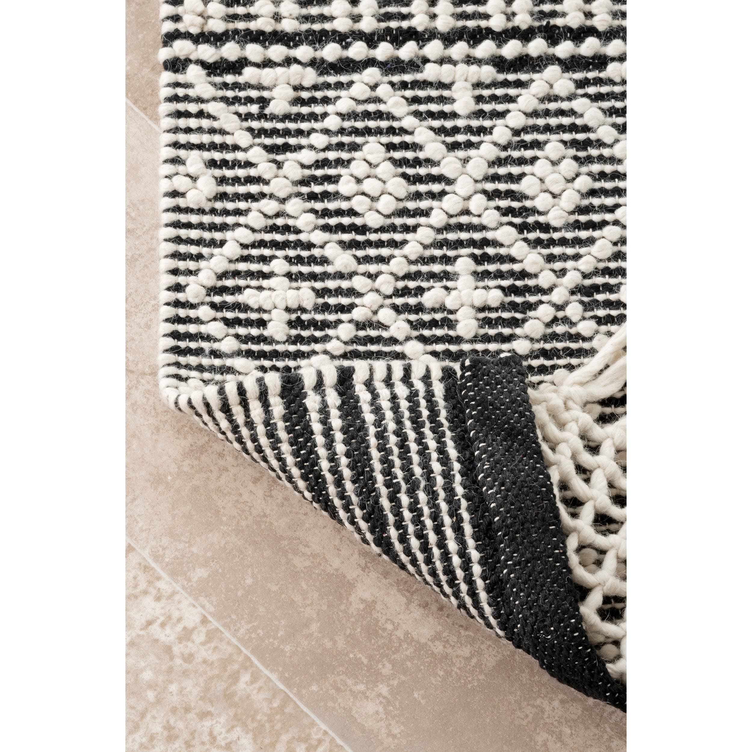 Ivory Flat Woven Wool Blend Rectangular Area Rug, 5' x 8'