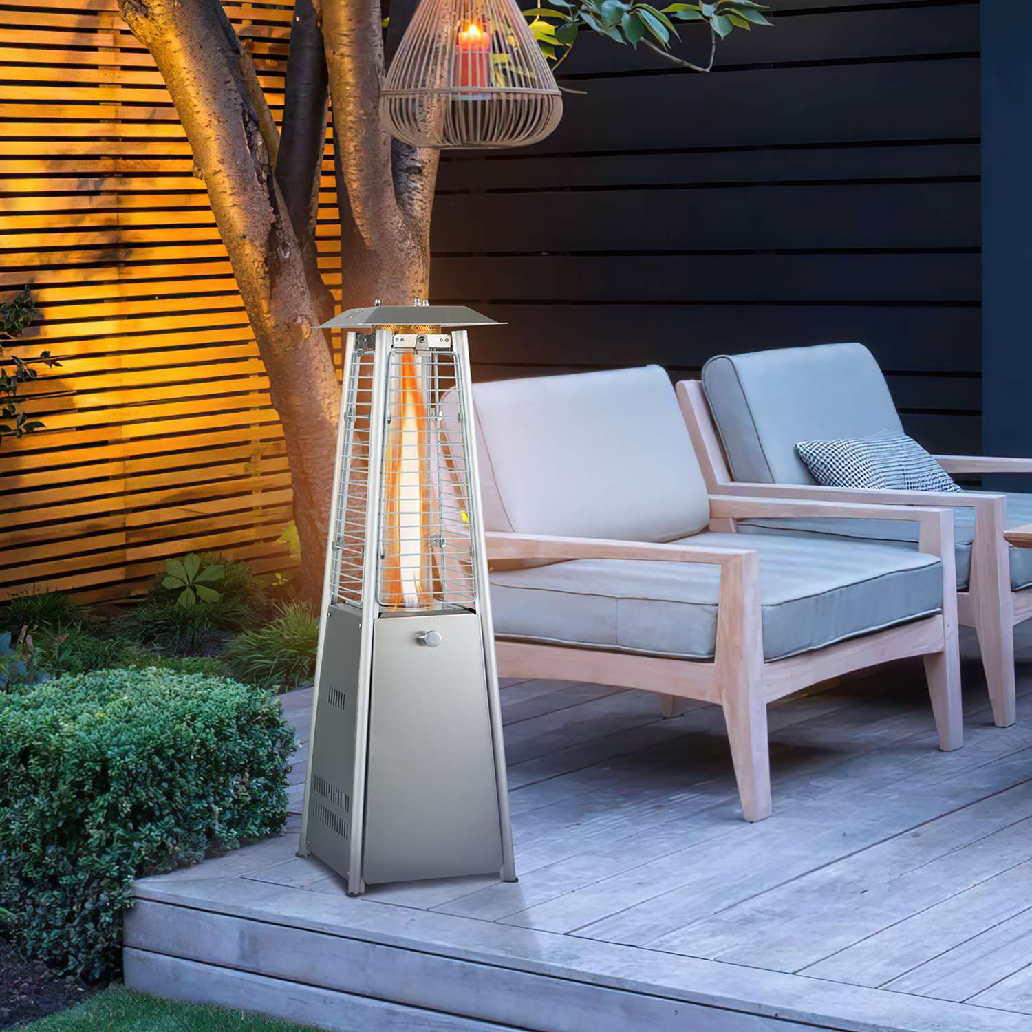 Costway 35 inches Portable Tabletop Pyramid Patio Heater Stainless ...