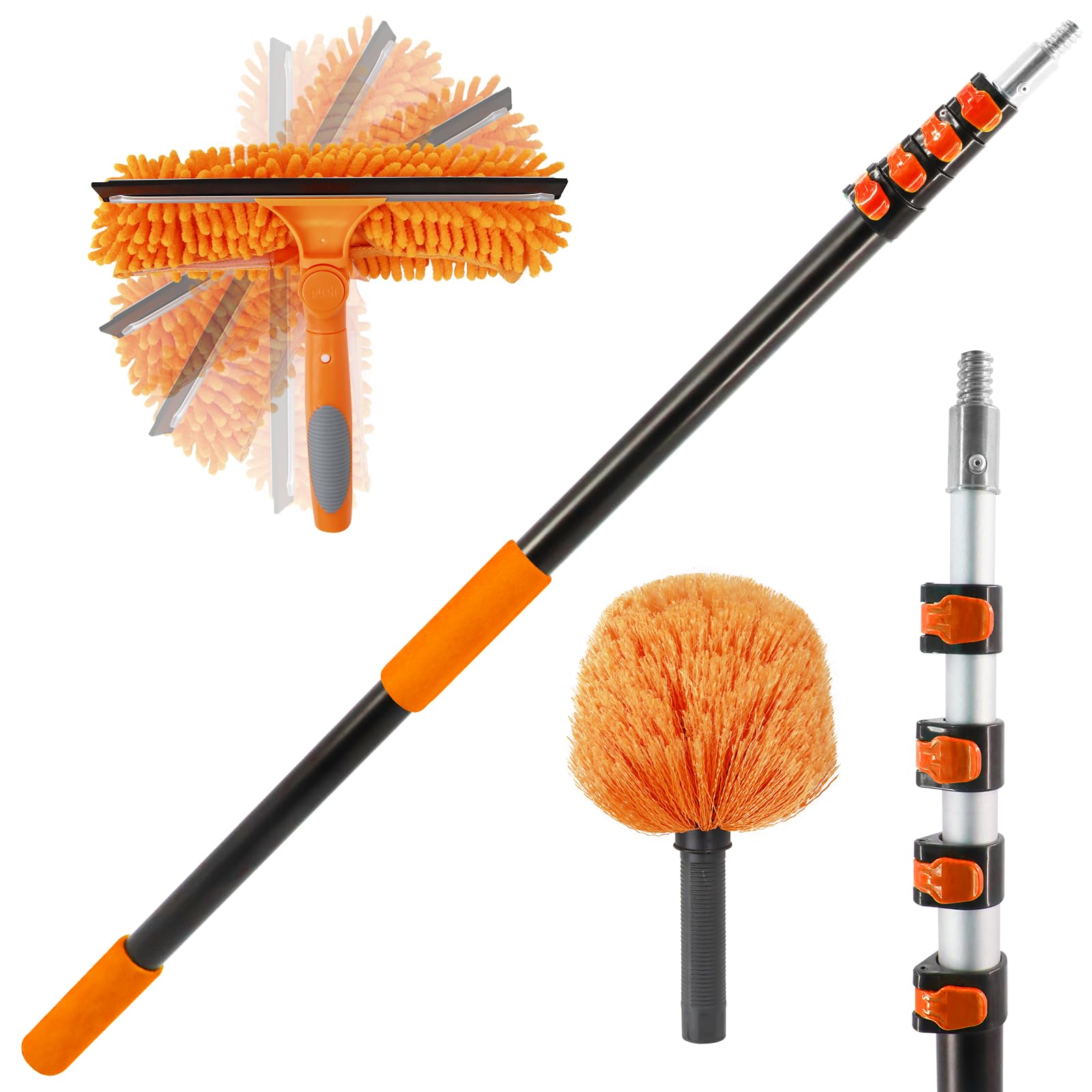 Ahfiwaso 23 ft High Reach Window Squeegee and Cobweb Duster with ...
