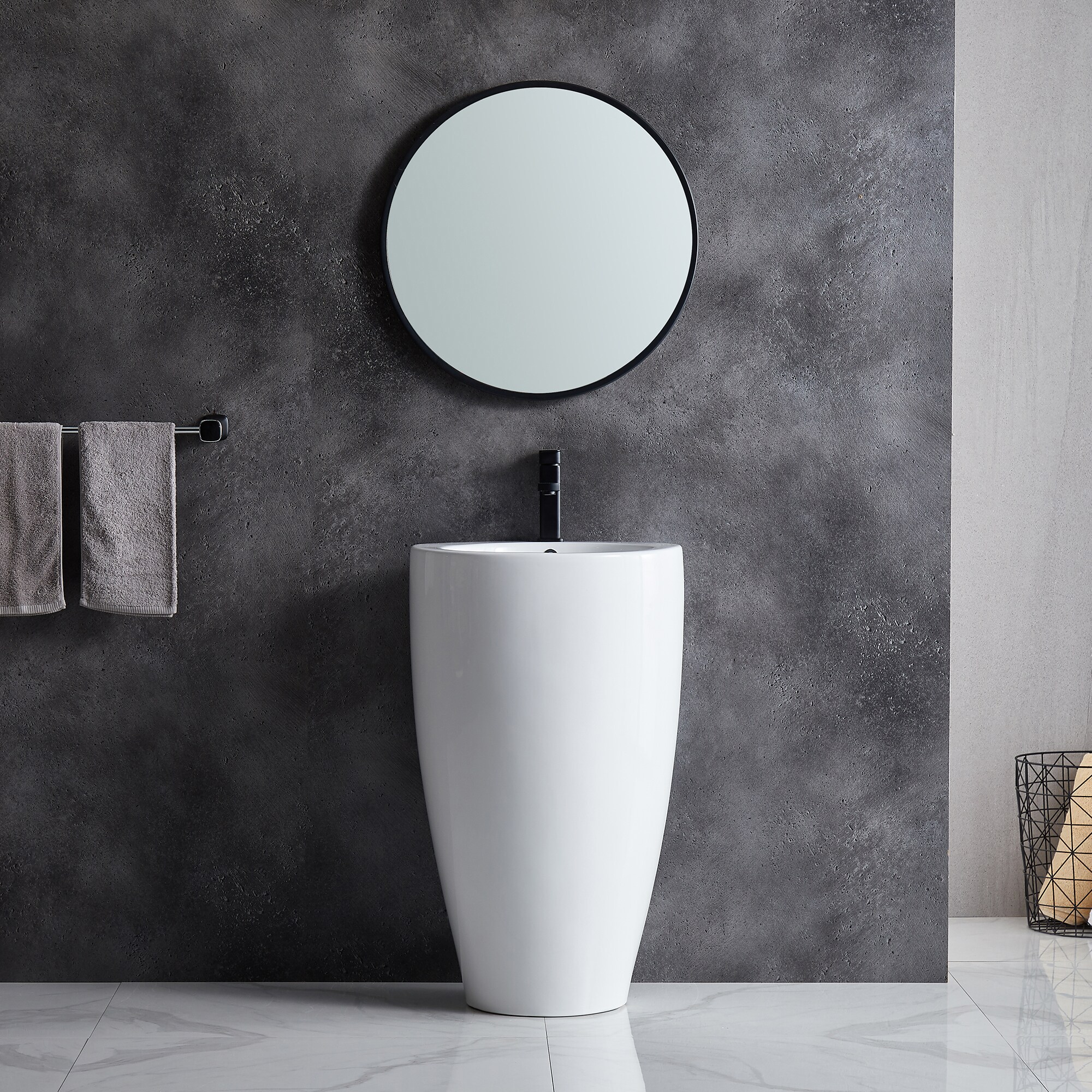 Eridanus Gibbous Vitreous China Modern Crisp White Pedestal Sink Combo ...