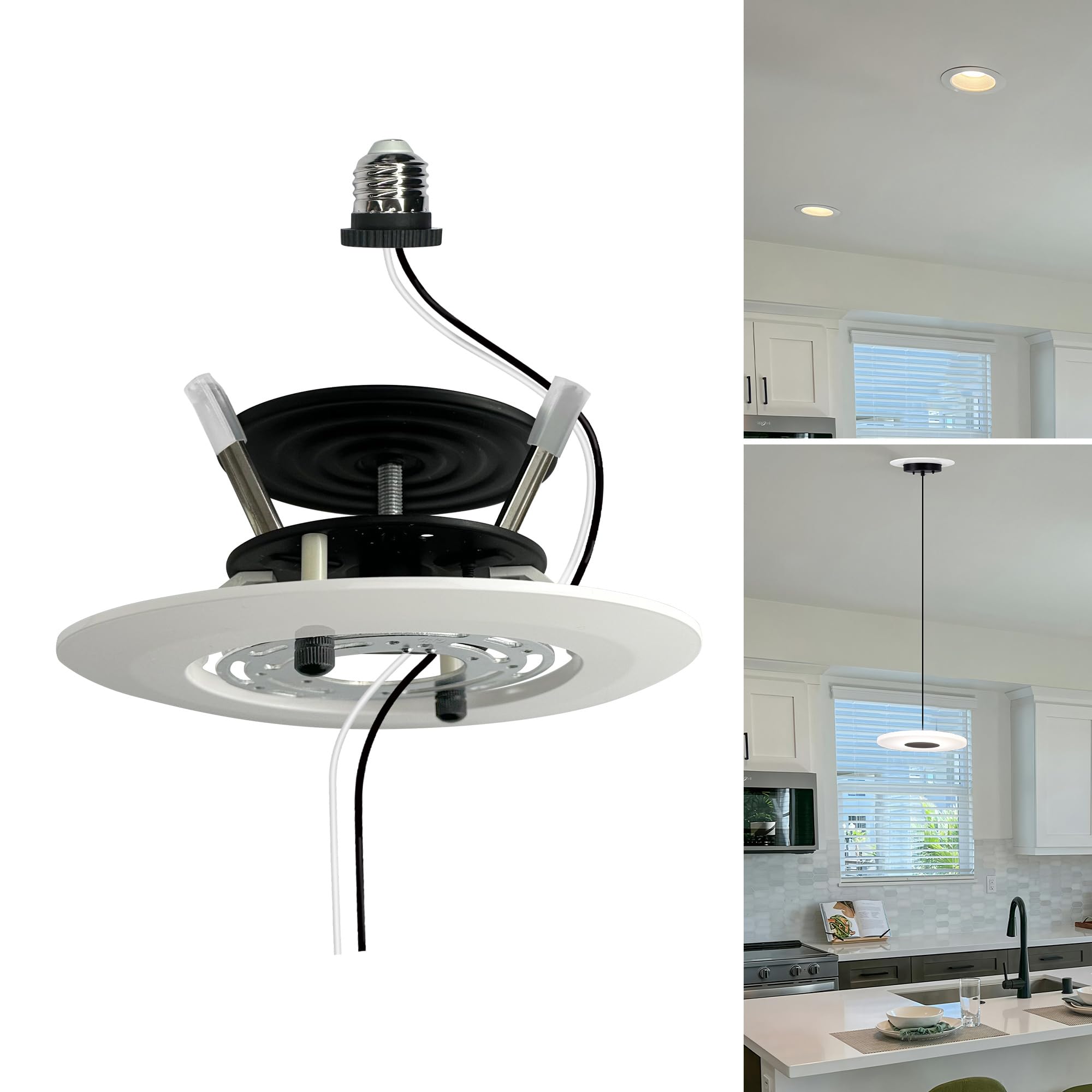 AOIZGMY  5 and 6 Inch Recessed Can Light Conversion Kit for Pendant Light Ceiling Fan Light Fixture White Finish durable home