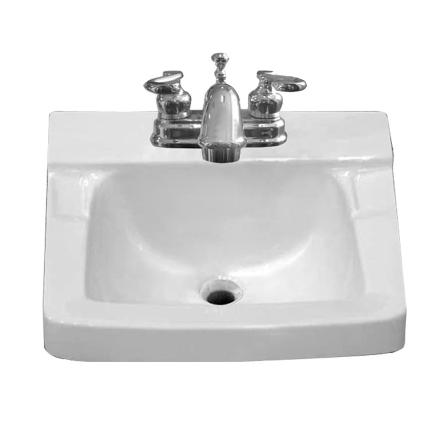 Aquasource White Wall Mount Square Bathroom Sink With Overflow Drain