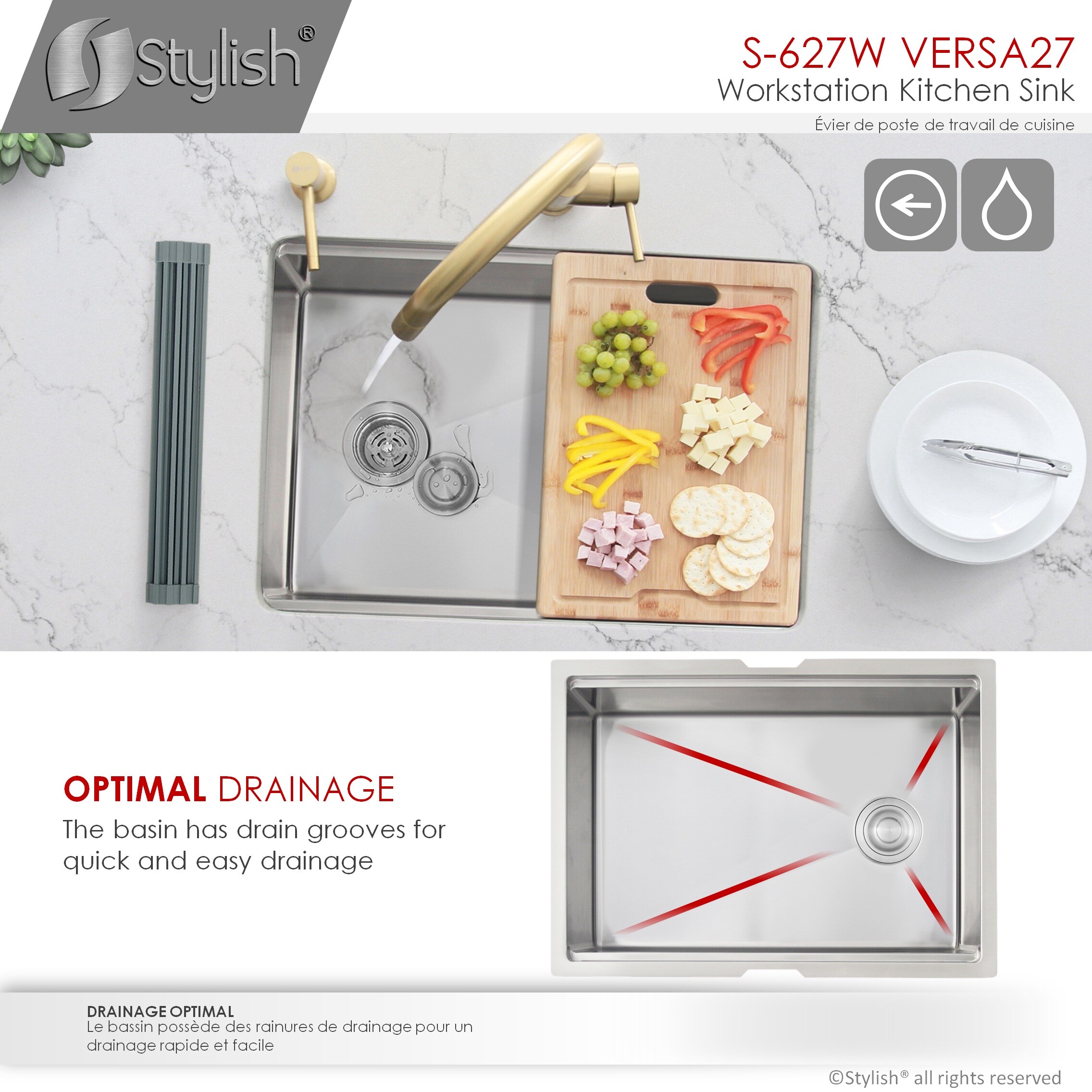 Stylish S-627W Kitchen-Sinks - View #6
