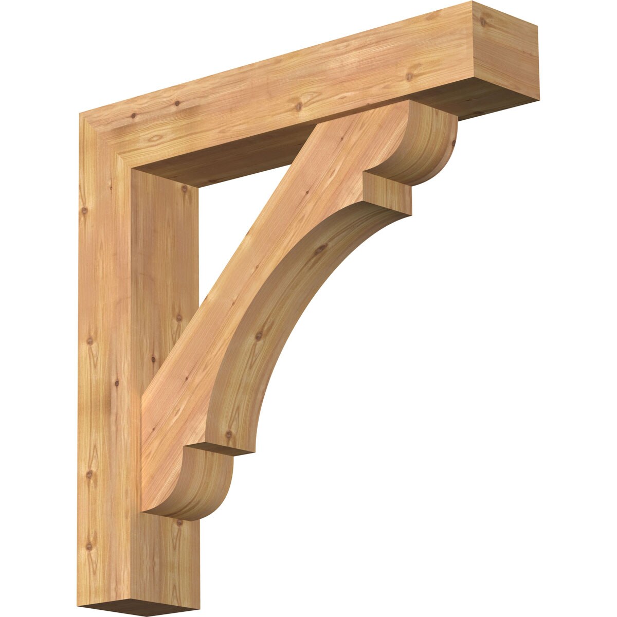 Ekena Millwork 1463599 Olympic Block Smooth Bracket with Offset Brace 7-1/2-in x 38-in x 38-in Western red cedar Brown Wood Standard bracket