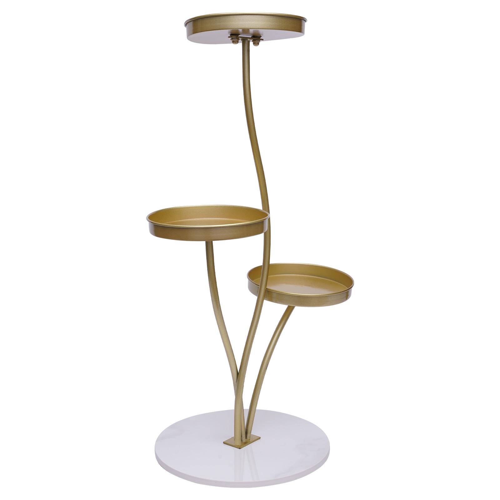 CNCEST HG-LYF0115-044 29.5-Inches H x 12.2-Inches W Tri-Level Flower Display Indoor/Outdoor Round Steel Plant Stand