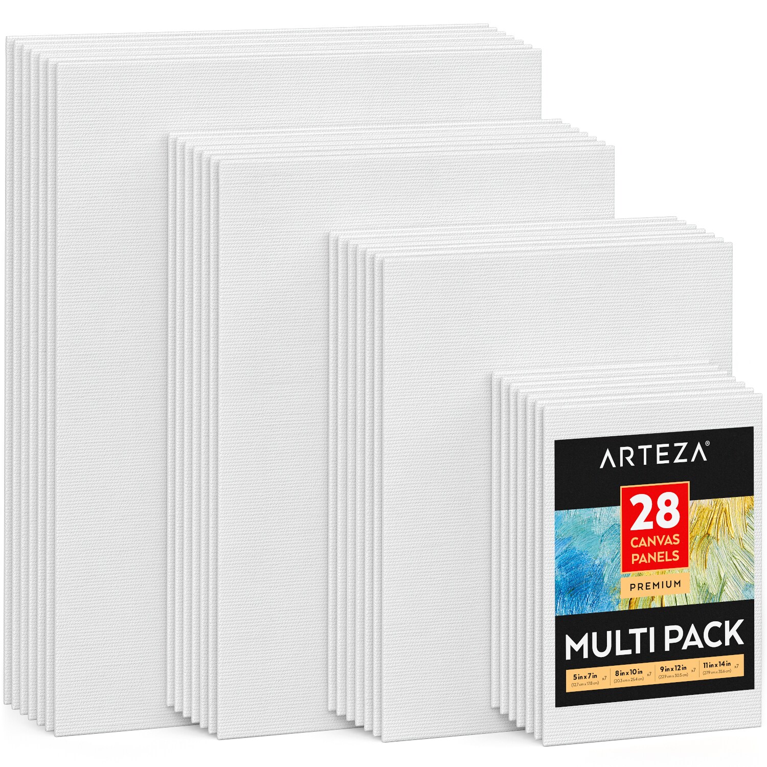 Arteza Paint Canvases for Painting, Pack of 14, 8 x 8 Inches, Square Blank  Art Canvas Boards, 100% Cotton, 8 oz Gesso-Primed, Art Supplies for Adults