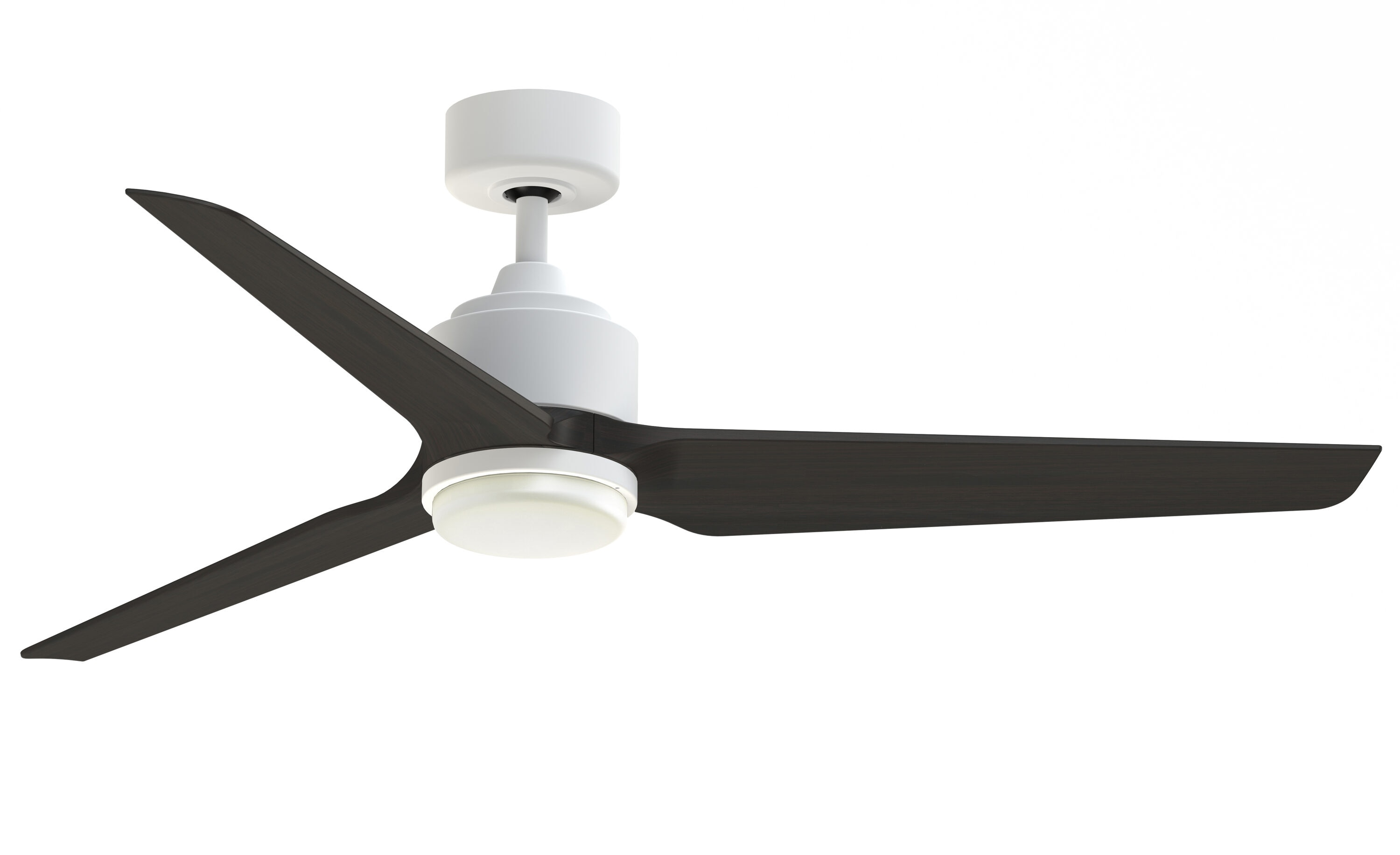 Fanimation TriAire Custom 56-in Matte White with Dark Walnut Blades Color-changing Integrated LED Indoor/Outdoor Smart Propeller Ceiling Fan with Light and Remote (3-Blade) FPD8514MWW-56DWAW-LK Sansujyuku sansujyuku.com