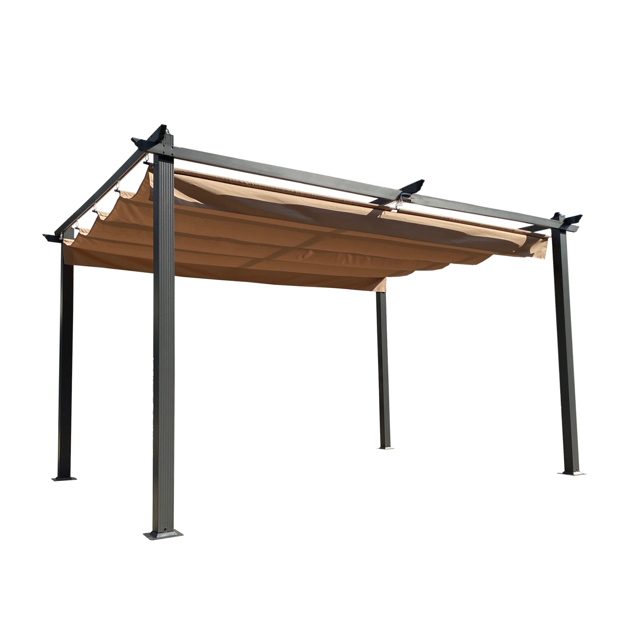 Runesay Retractable Pergola 10-ft W x 13-ft L x 7-ft 3-in H Beige Metal ...