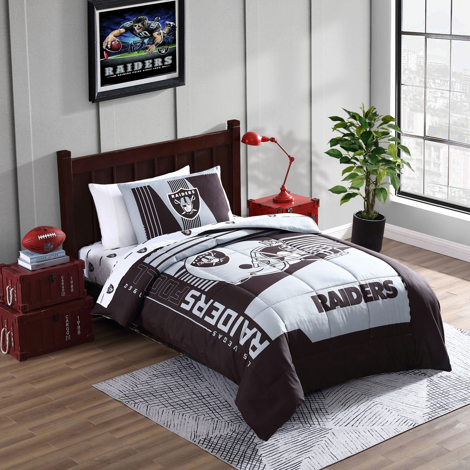 Las Vegas Raiders 3Pcs Fitted Sheet Bedding Deep Pocket Mattress  Pillowcases