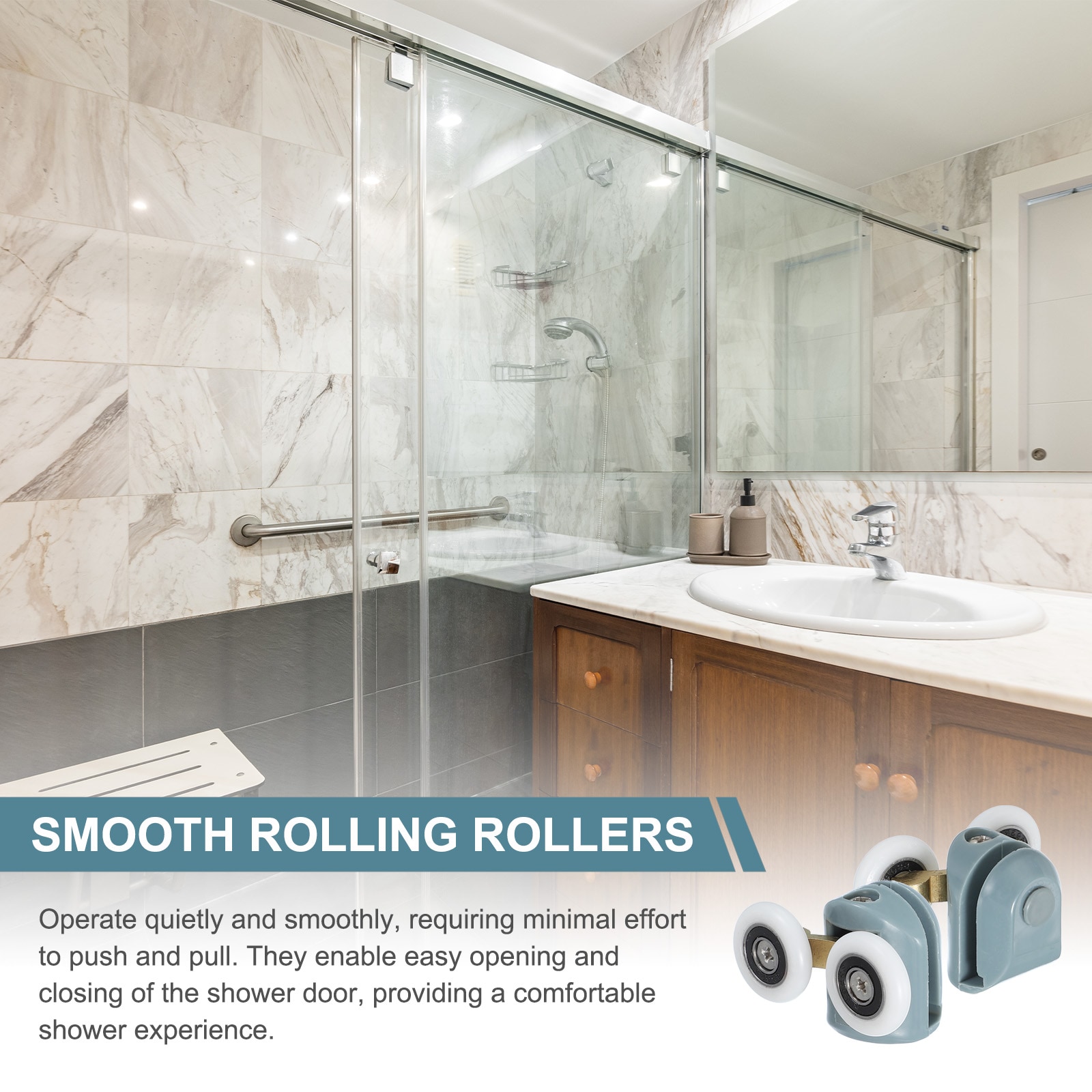 Unique Bargains S25093000UX9340 Tub-Shower-Door-Rollers - View #5
