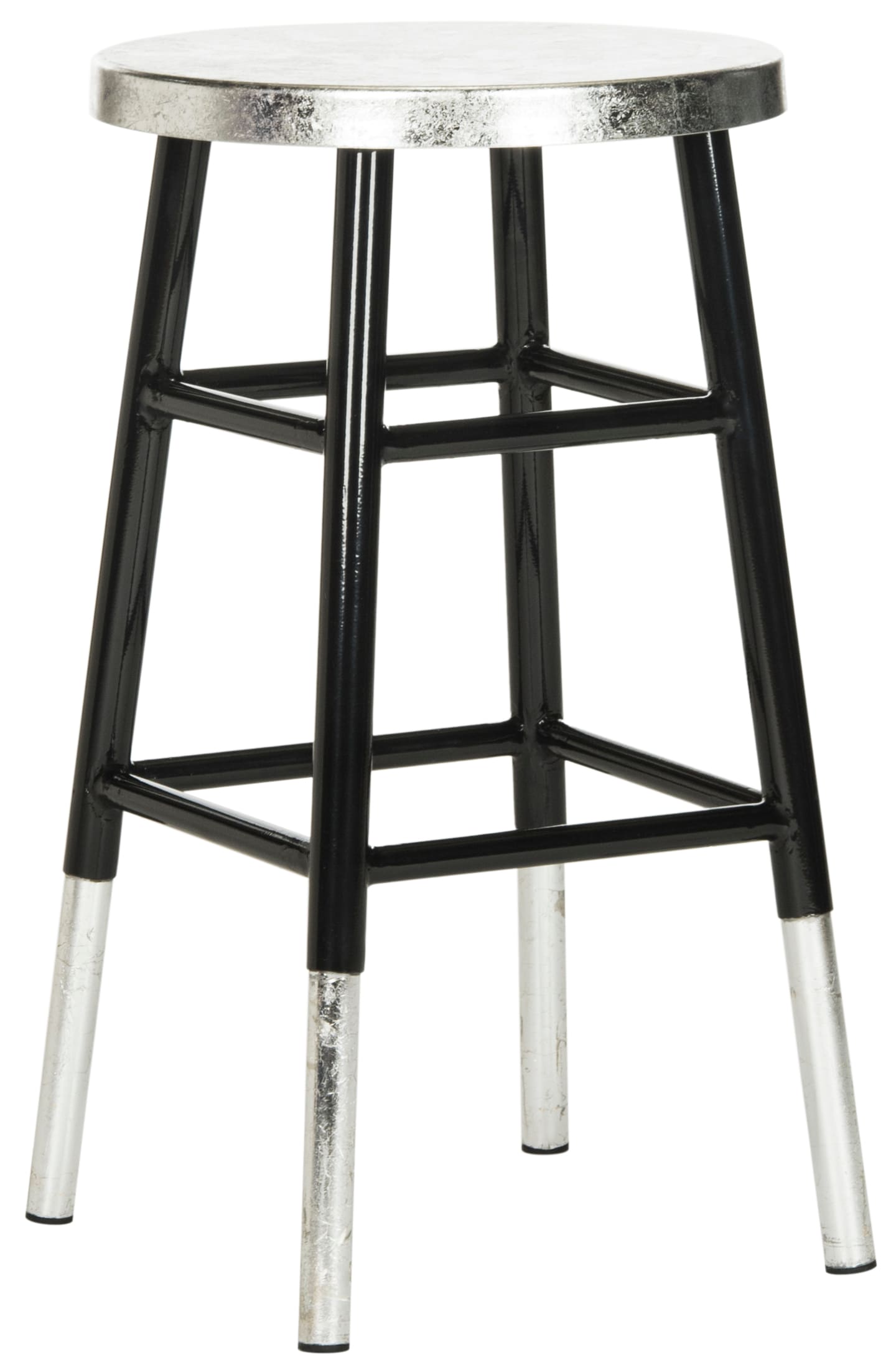 Kenzie 24" Black and Silver Metal Counter Stool