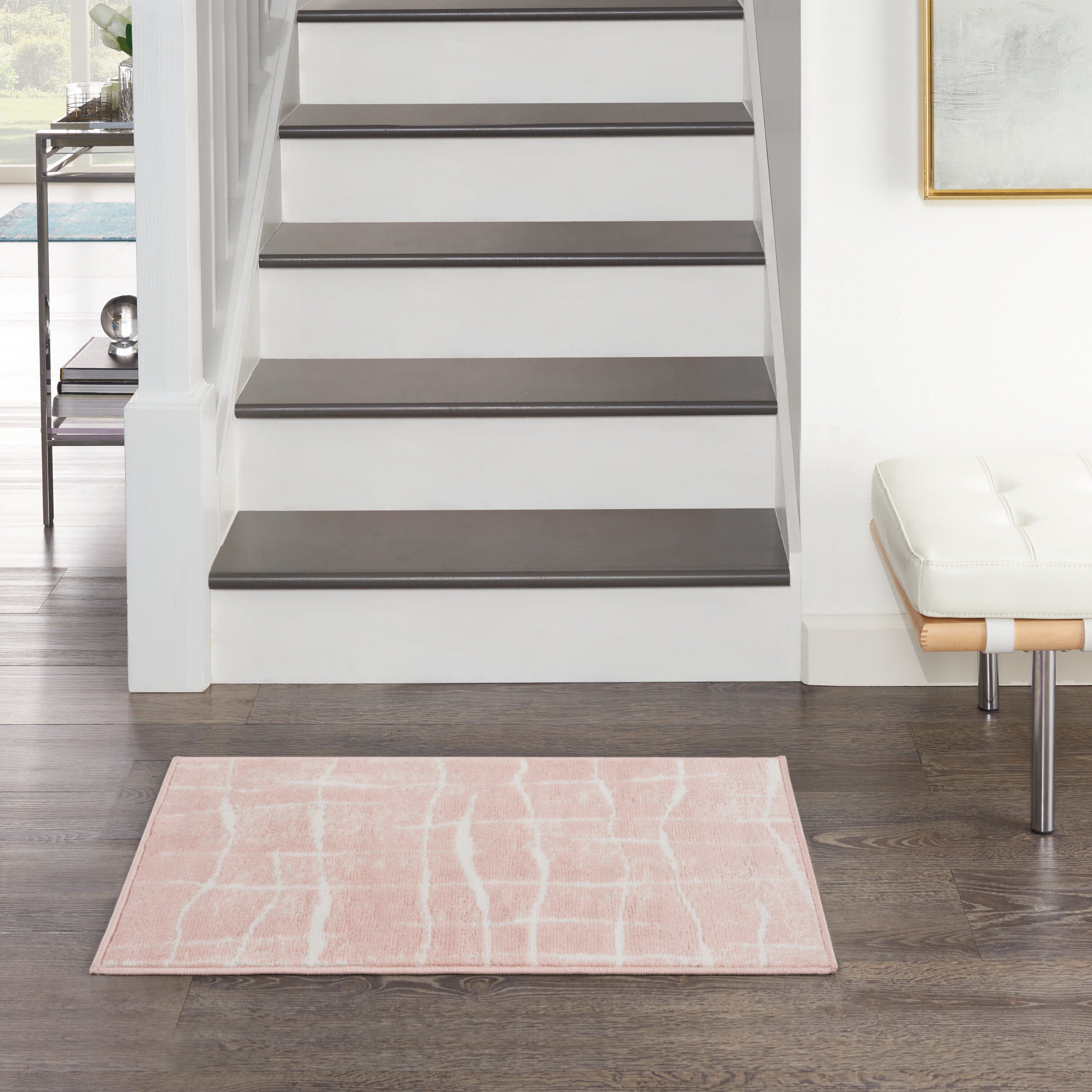 Nourison 99446833068 Whimsicle 2 x 3 (ft) Loomed Polypropylene Pink Ivory Rectangular Indoor Distressed/Overdyed Area rug