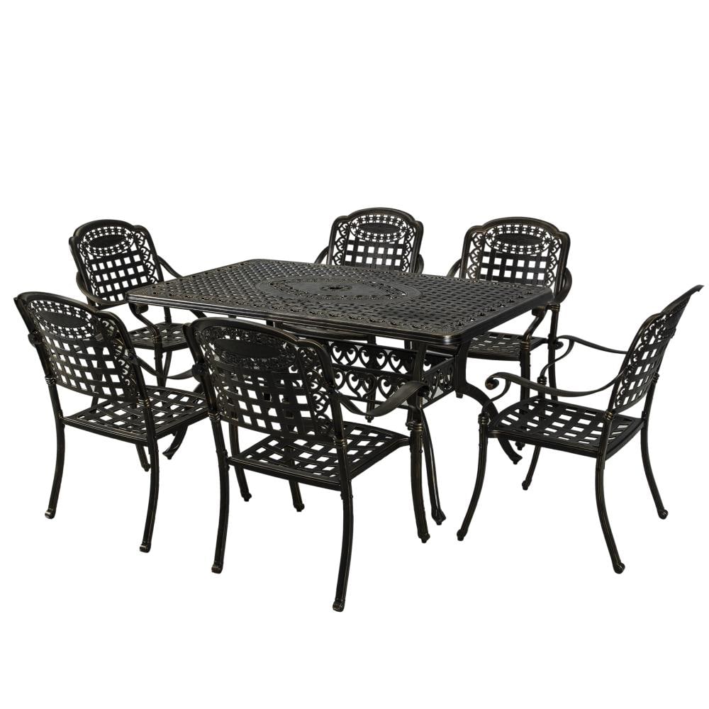 Clihome XG-CNBL1037 7-Piece Bronze Patio Dining Set