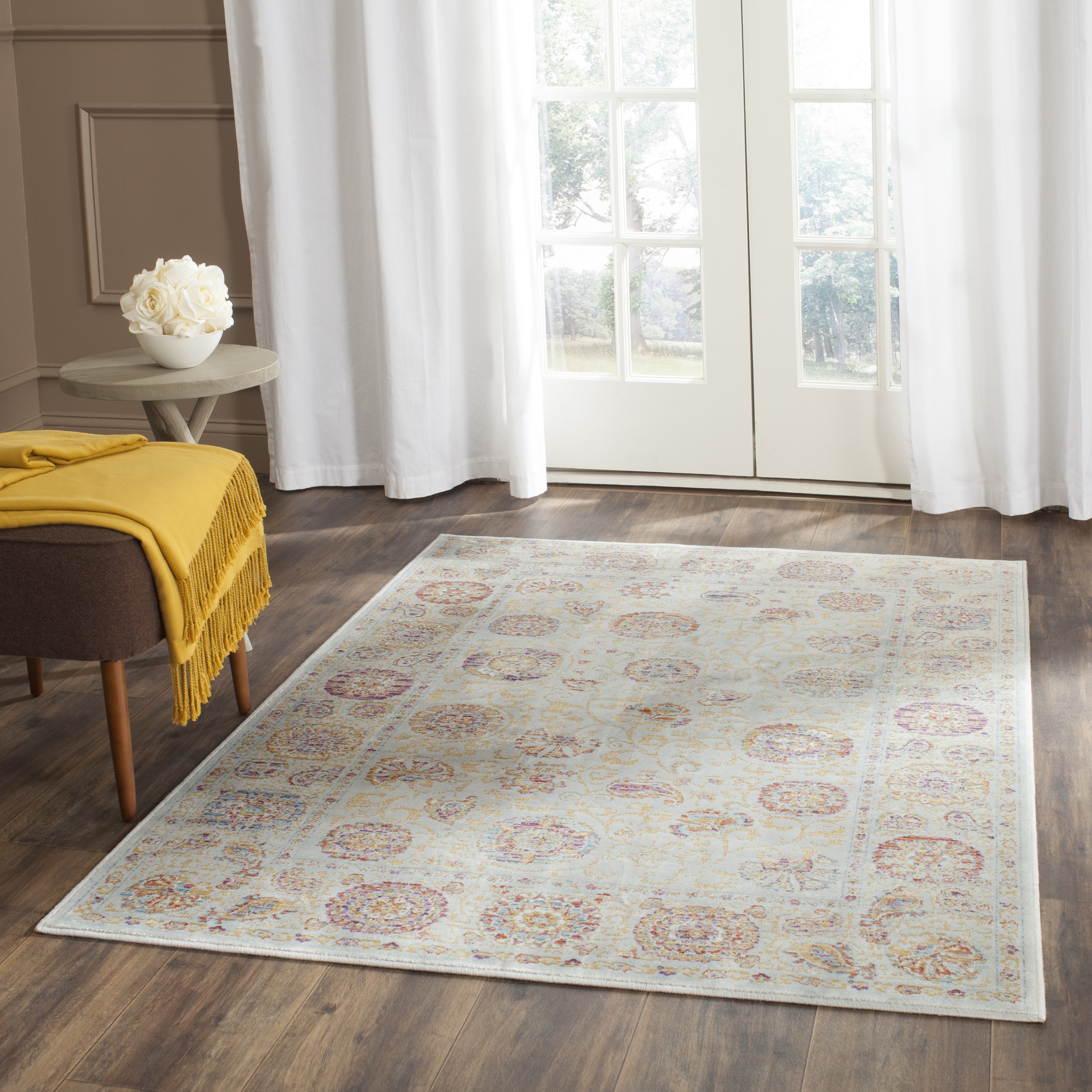 Safavieh SEV812D-4 Sevilla Ligure 4 x 6 (ft) Loomed Synthetic Silver/Multi Rectangular Indoor Floral/Botanical Vintage Area rug