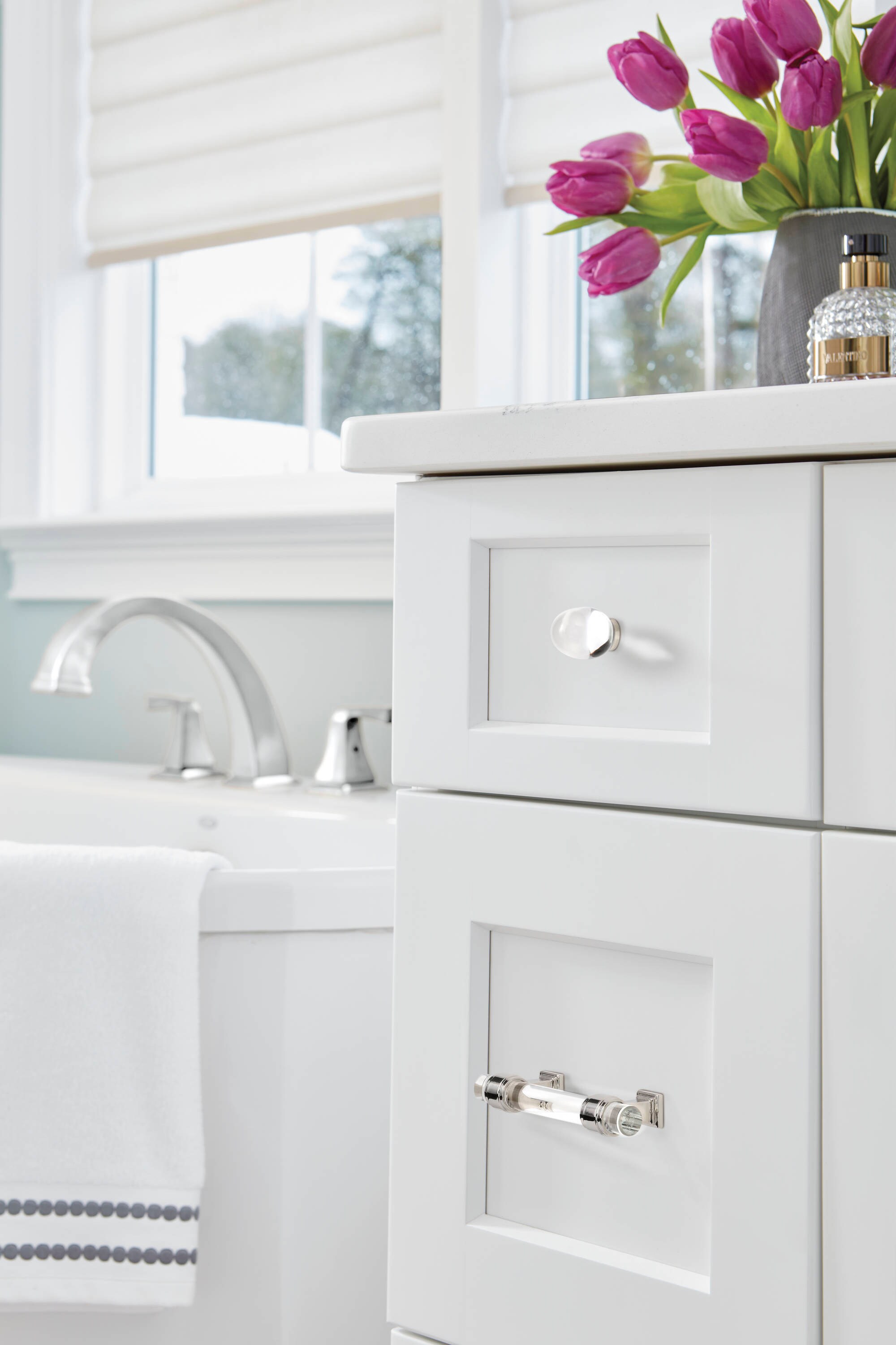 Clear and Polished Nickel 3" Modern Cabinet Pull