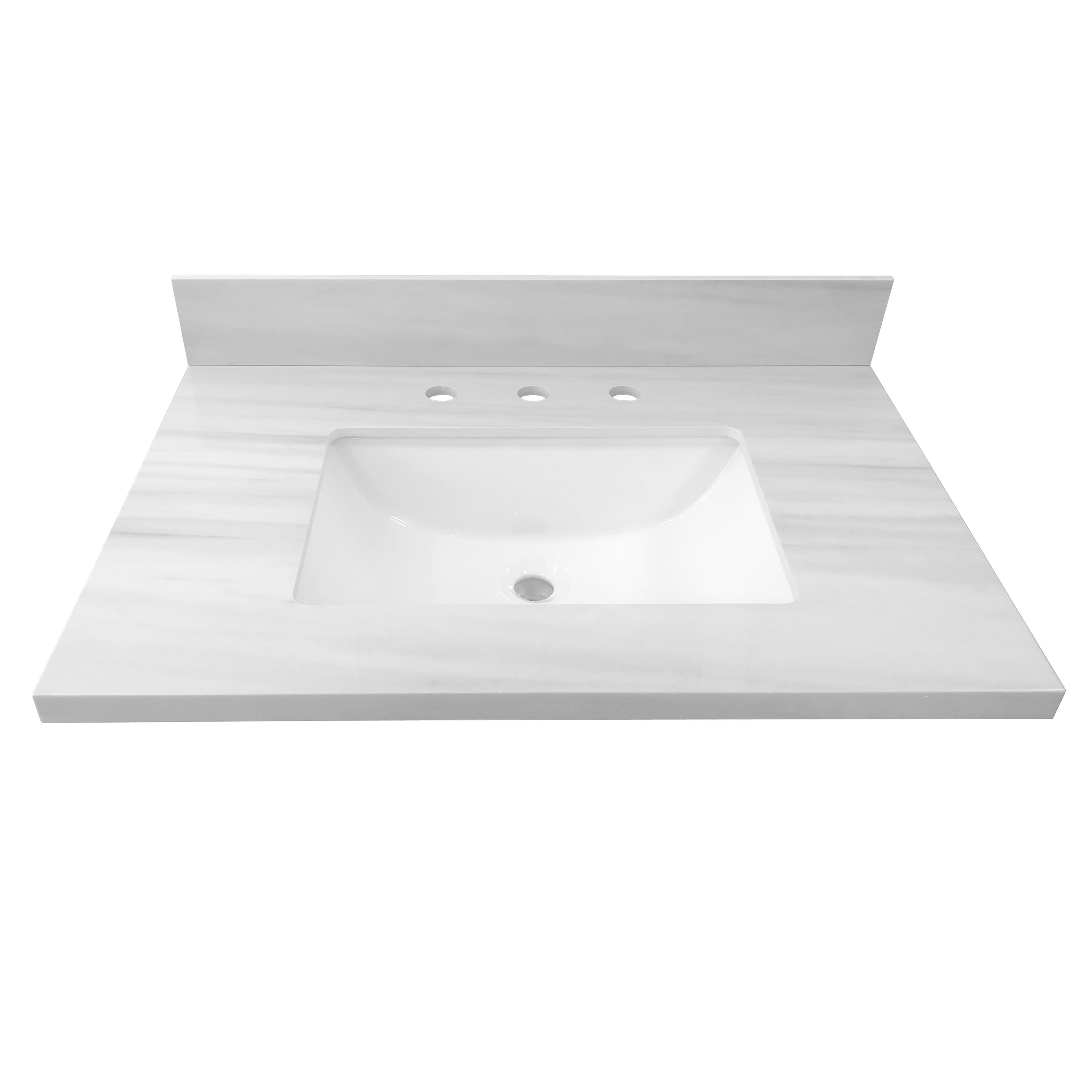 Dolomiti Bianco 31-in White Sintered Stone Undermount Single Sink 3-Hole Bathroom Vanity Top | - allen + roth 261555